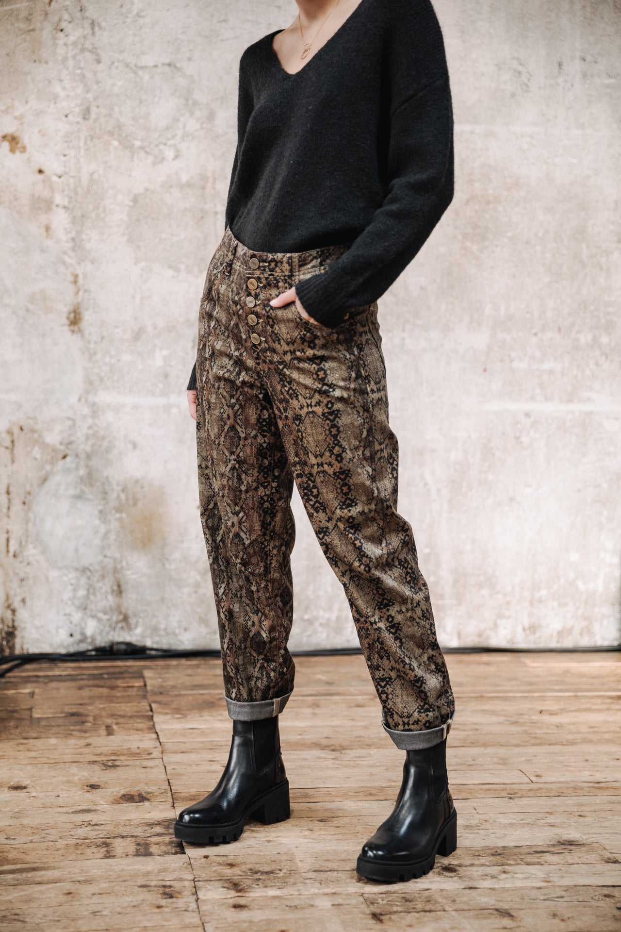 Pantalon boyfriend droit Femme Sloane Mamba original | Freeman T. Porter
