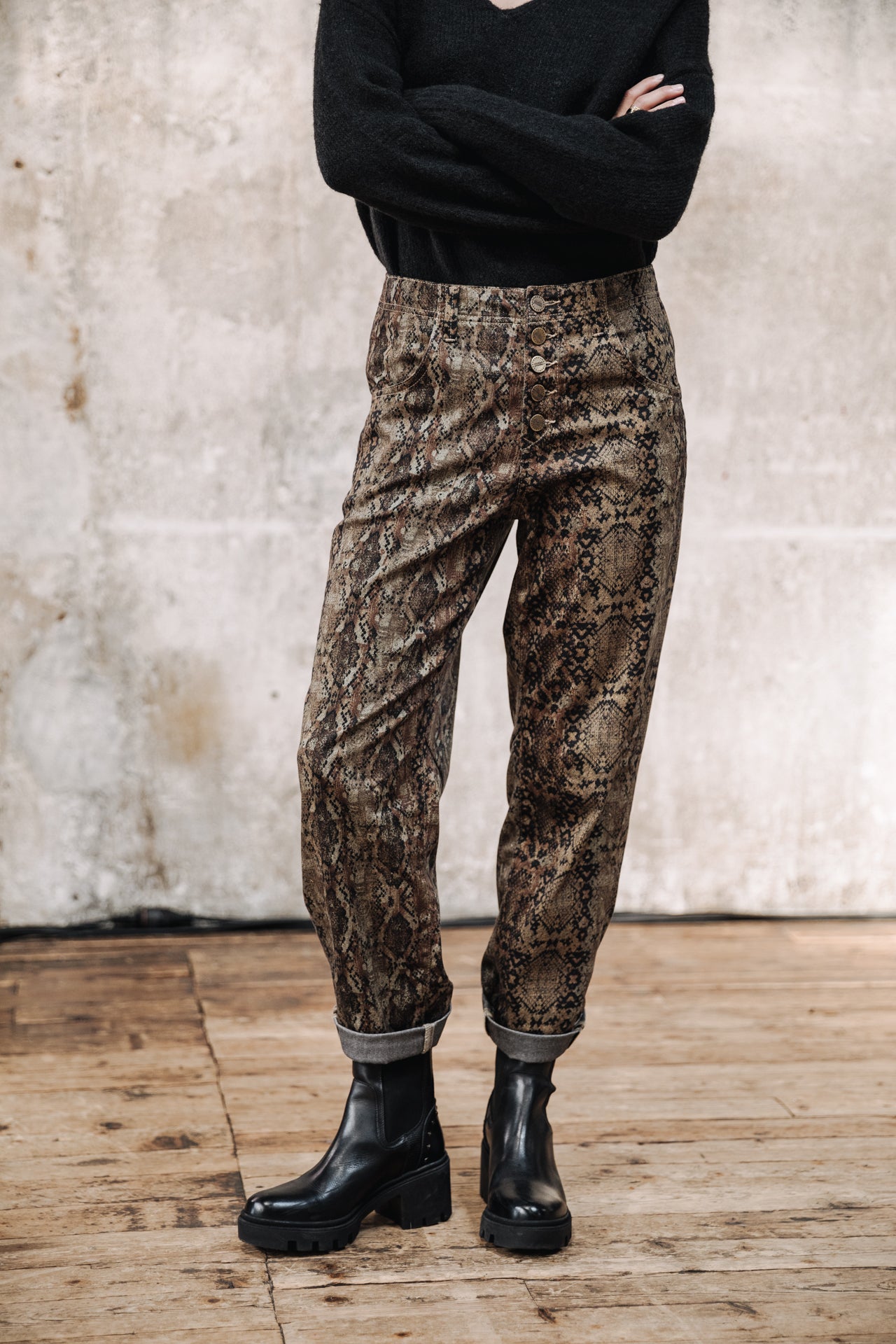Pantalon boyfriend droit Femme Sloane Mamba original | Freeman T. Porter