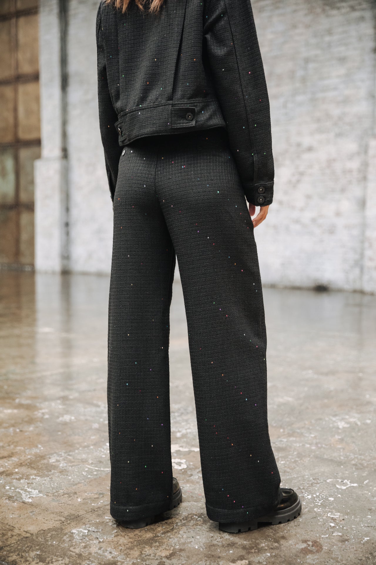 Pantalon large Femme Pamina Tweedy black | Freeman T. Porter
