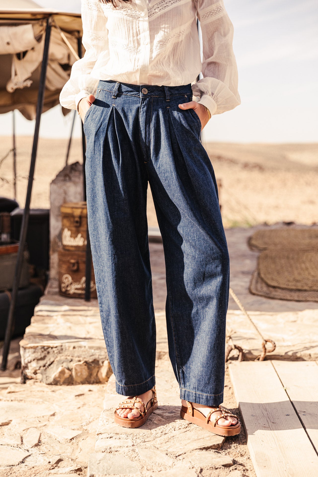 Jeans jambes ballons Femme Kalya Denim manzana dark | Freeman T. Porter