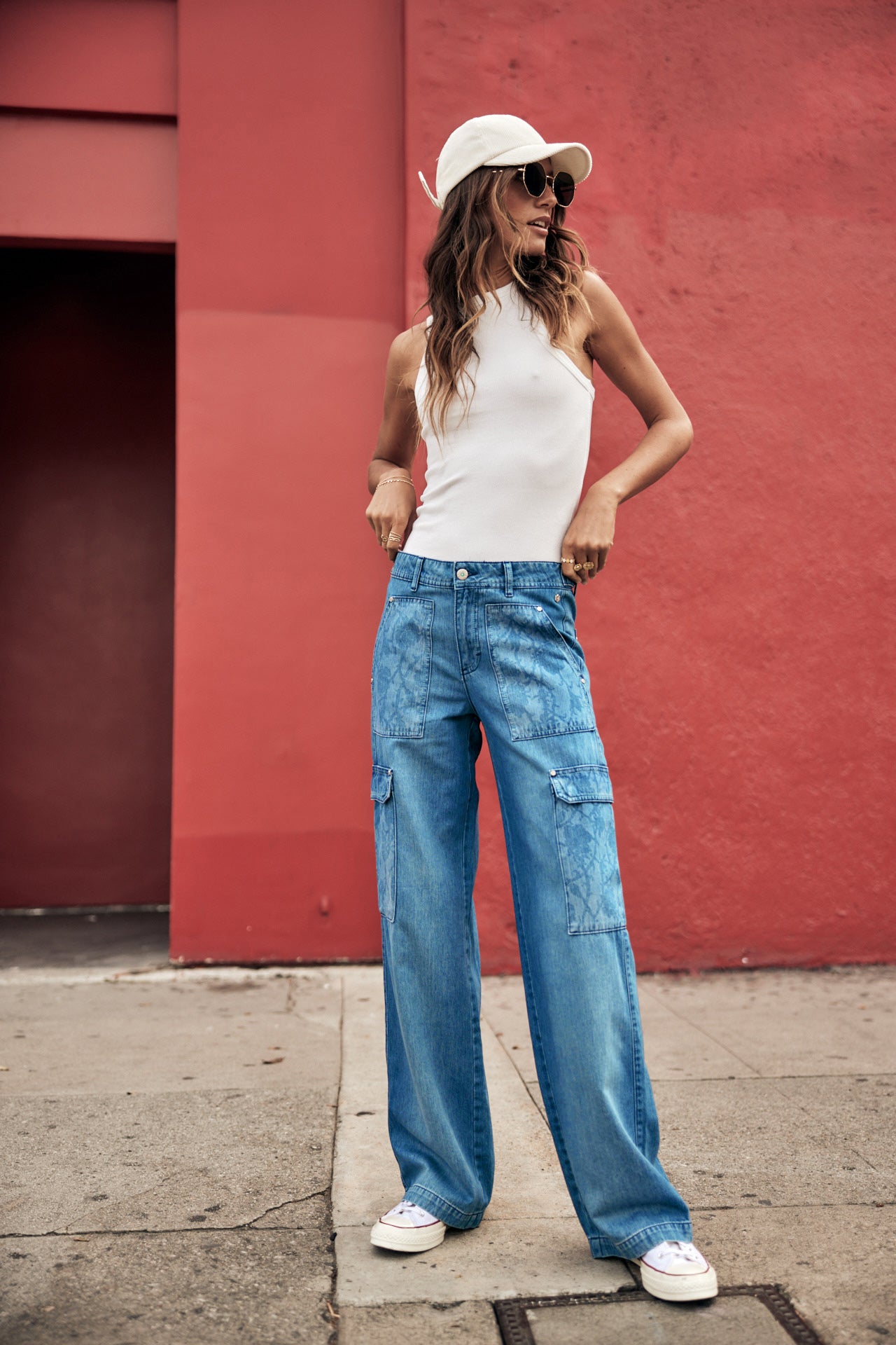 Jeans cargo large Femme Moxie Denim milos | Freeman T. Porter