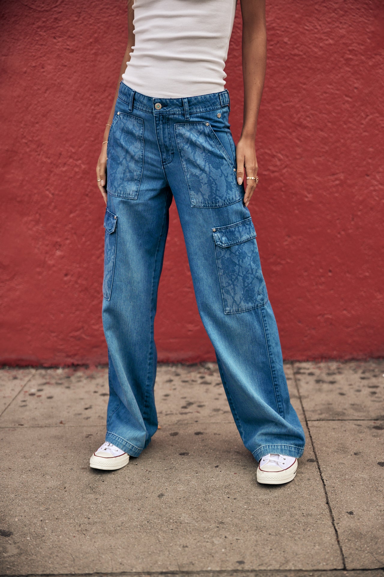 Jeans cargo large Femme Moxie Denim milos | Freeman T. Porter