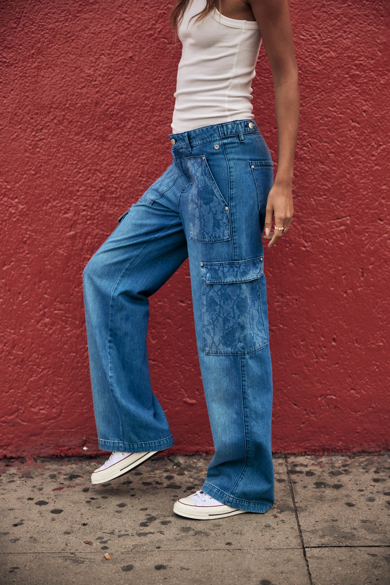 Jeans cargo large Femme Moxie Denim milos | Freeman T. Porter