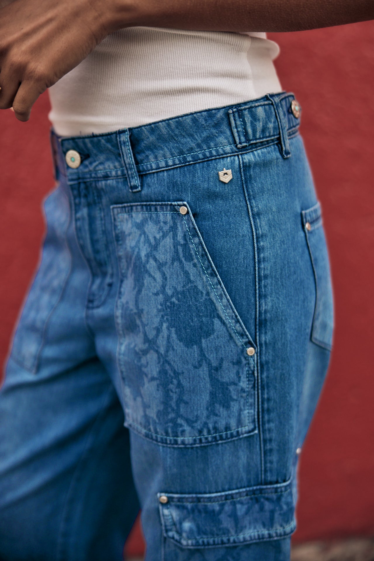 Jeans cargo large Femme Moxie Denim milos | Freeman T. Porter