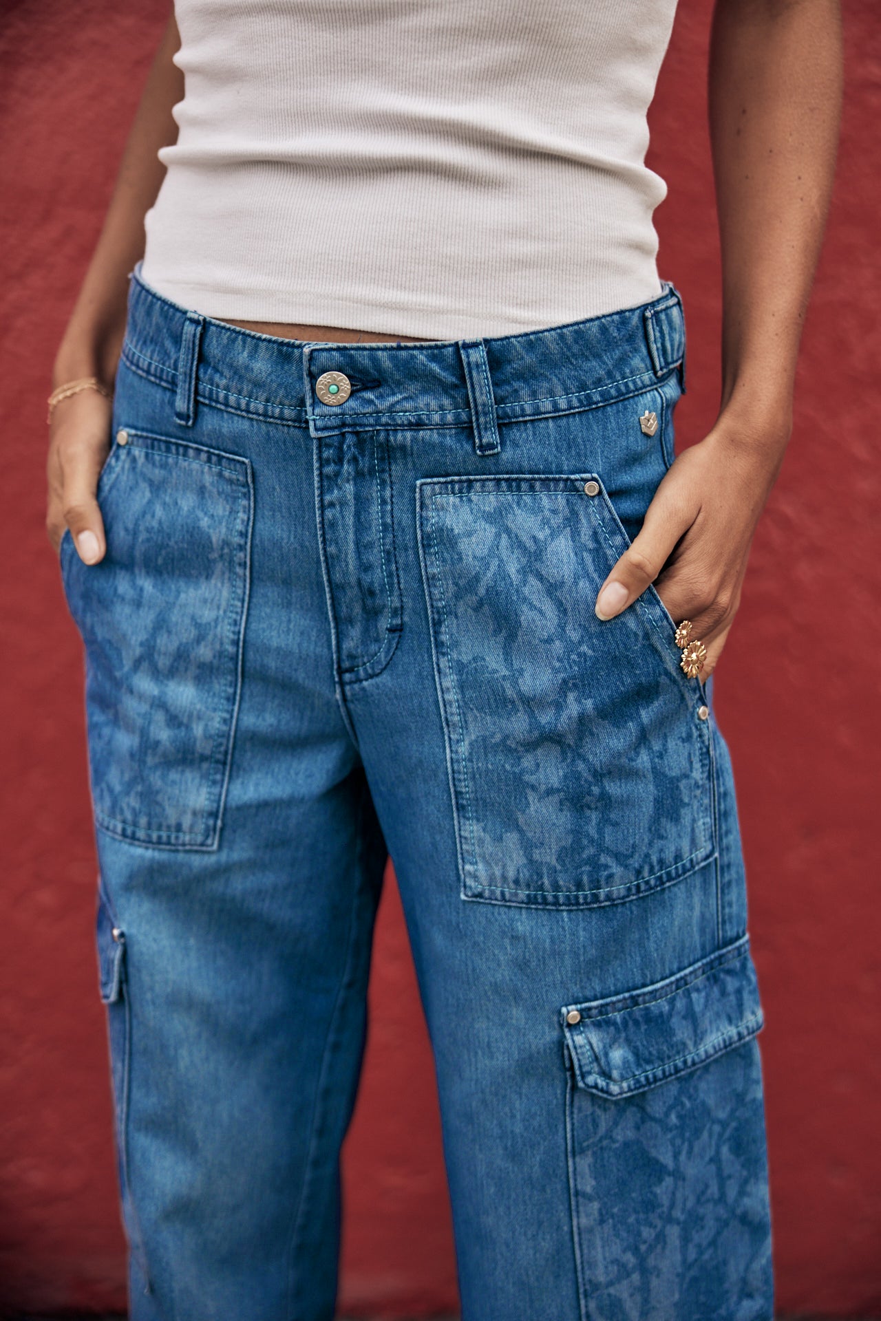 Jeans cargo large Femme Moxie Denim milos | Freeman T. Porter
