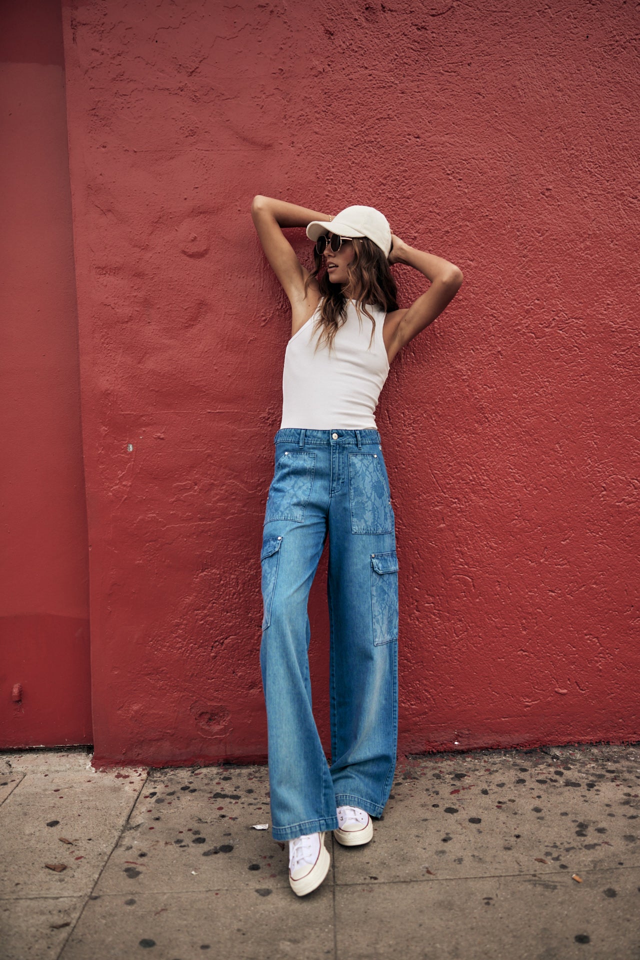 Jeans cargo large Femme Moxie Denim milos | Freeman T. Porter