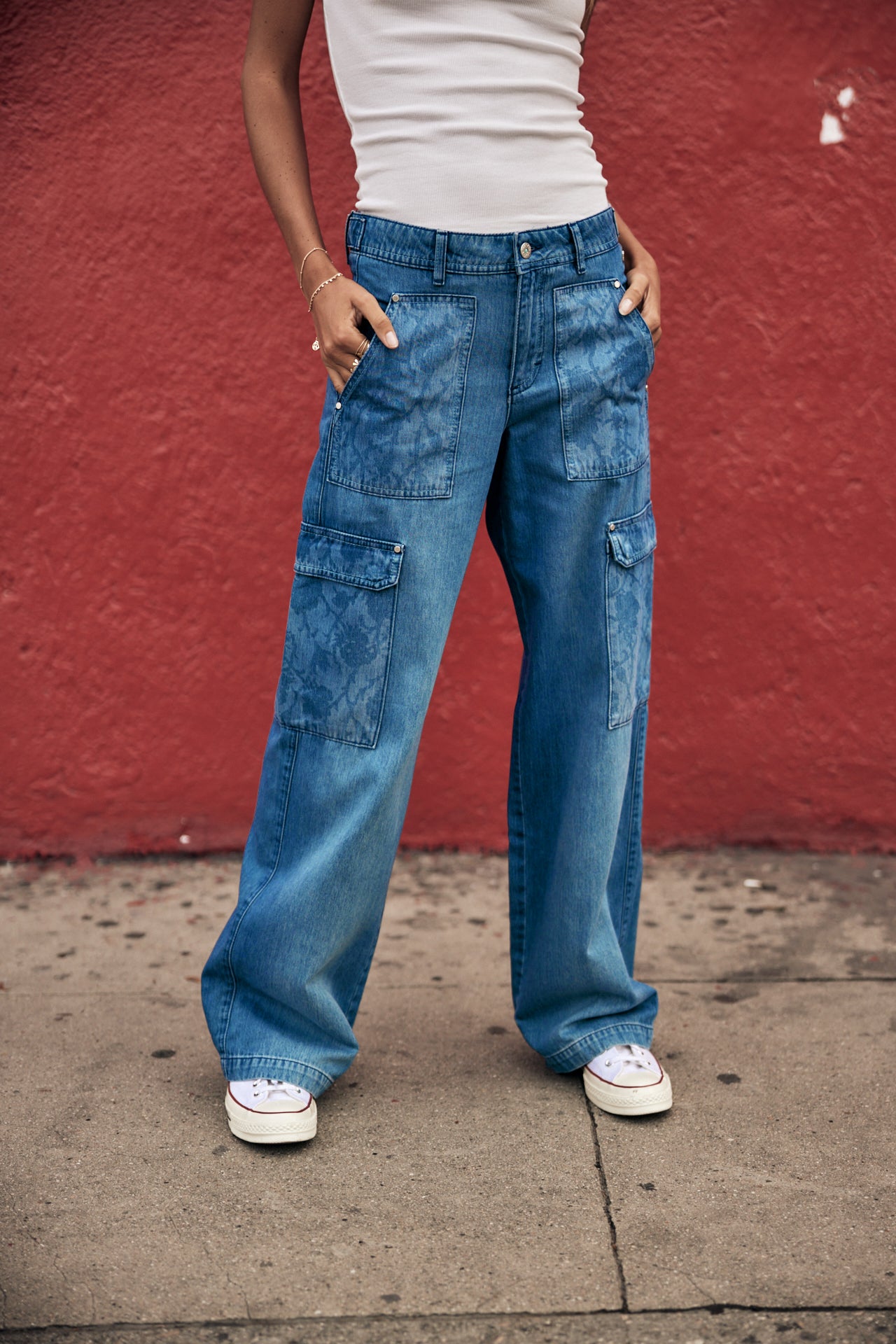 Jeans cargo large Femme Moxie Denim milos | Freeman T. Porter