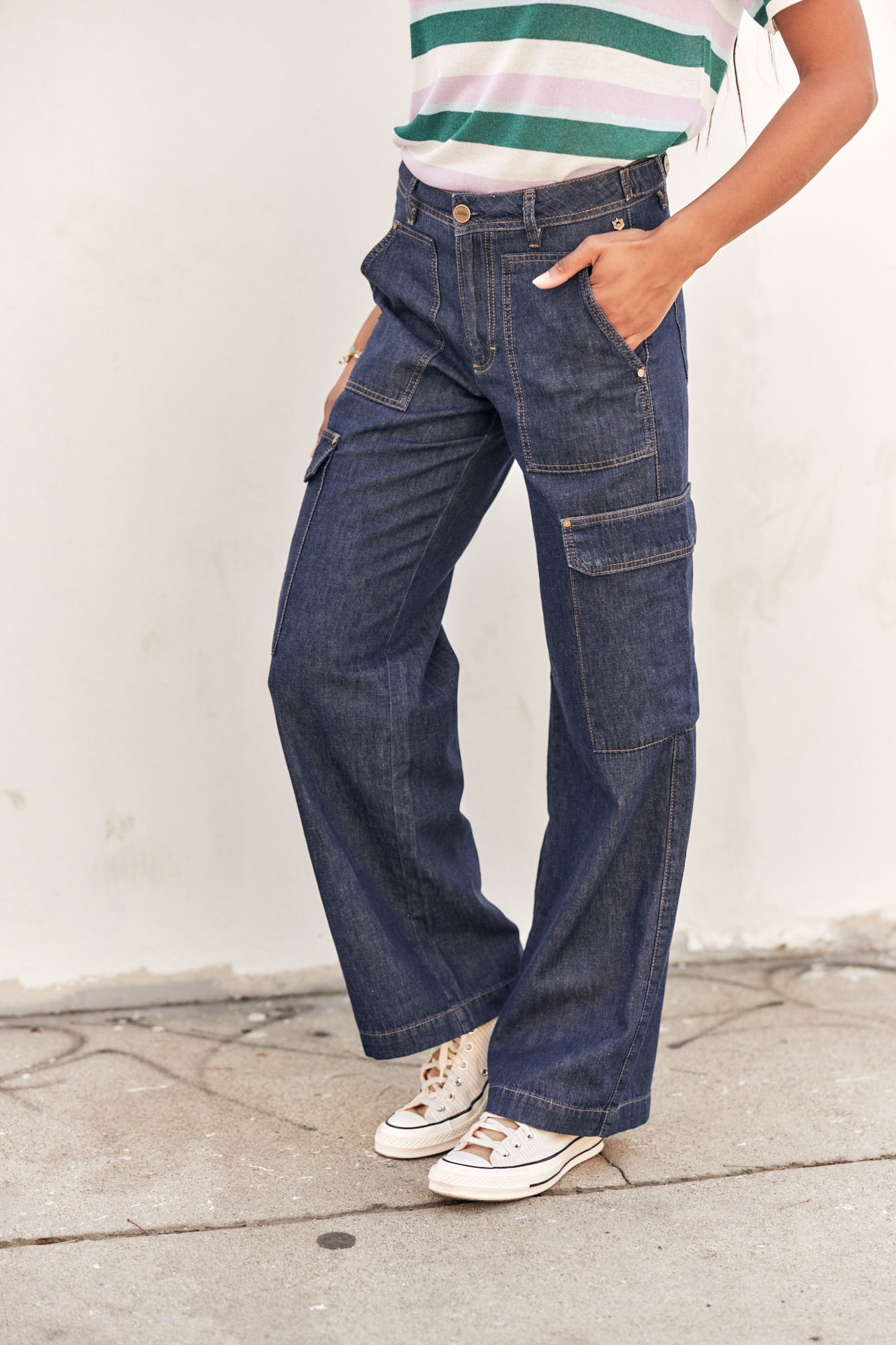 Jeans cargo large Woman Moxie Denim manzana dark | Freeman T. Porter
