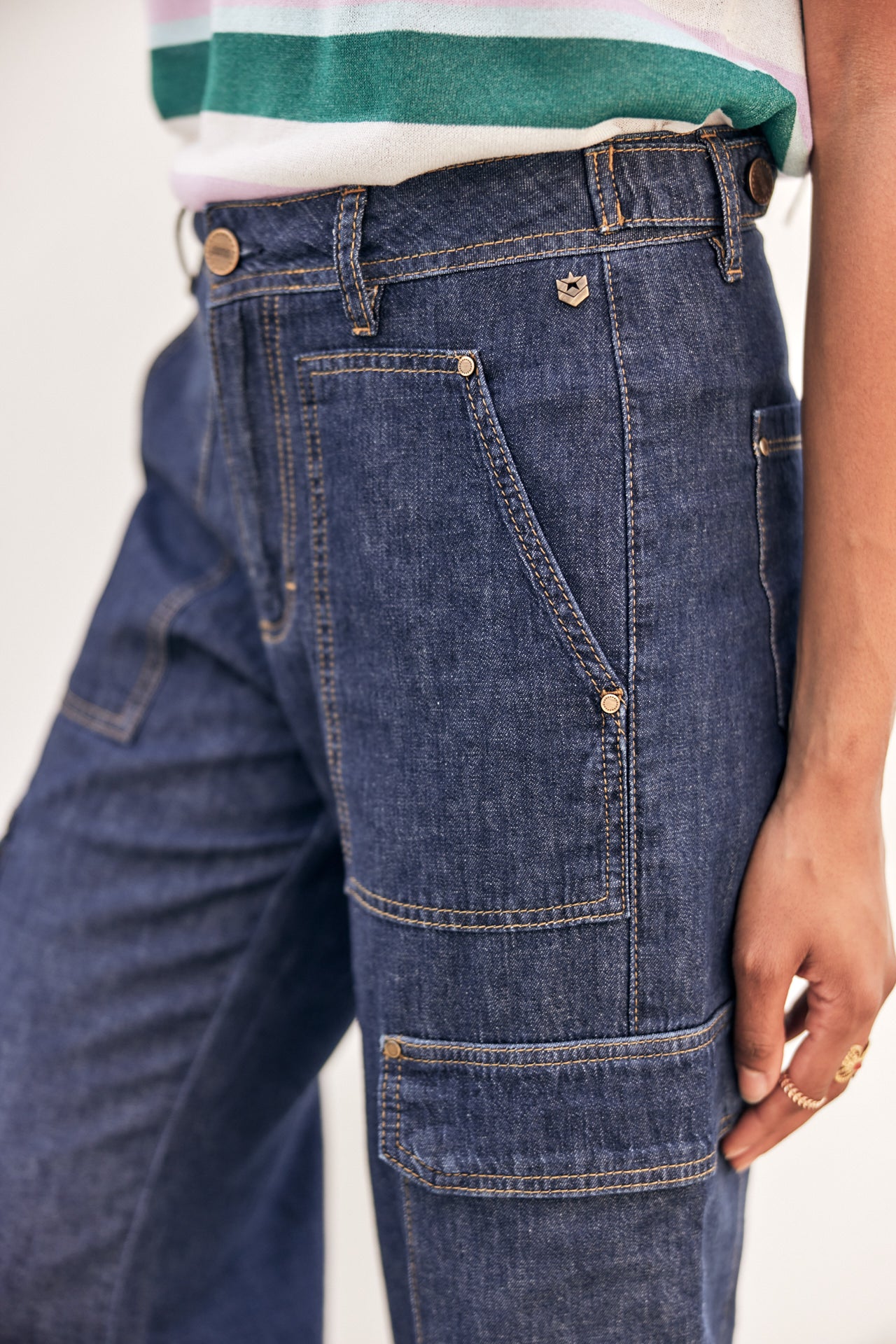 Jeans cargo large Woman Moxie Denim manzana dark | Freeman T. Porter