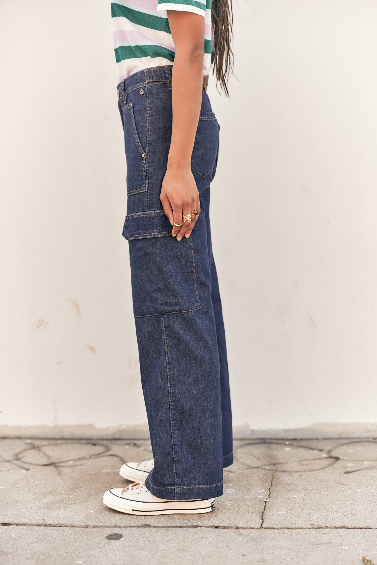 Jeans cargo large Woman Moxie Denim manzana dark | Freeman T. Porter