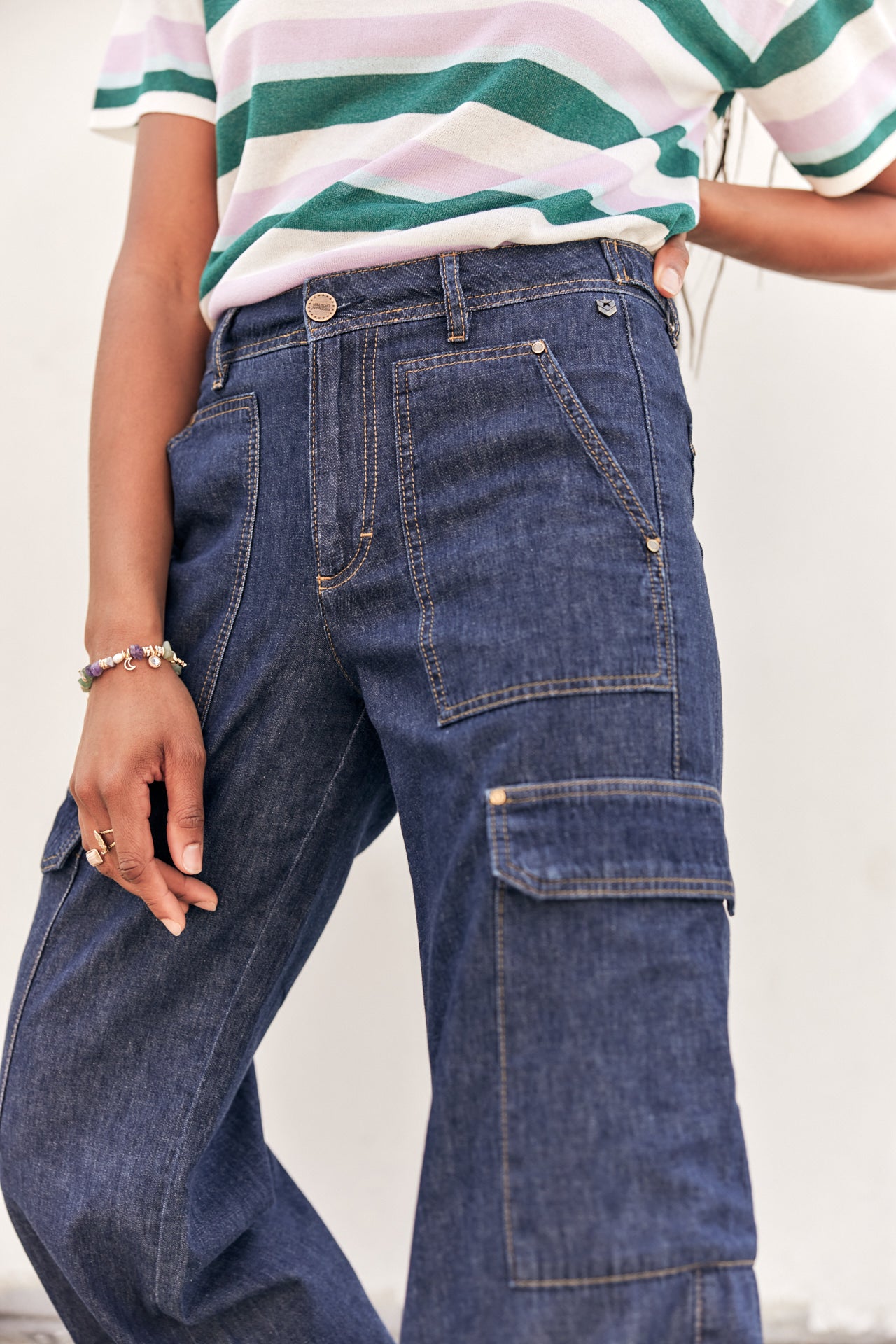 Jeans cargo large Woman Moxie Denim manzana dark | Freeman T. Porter