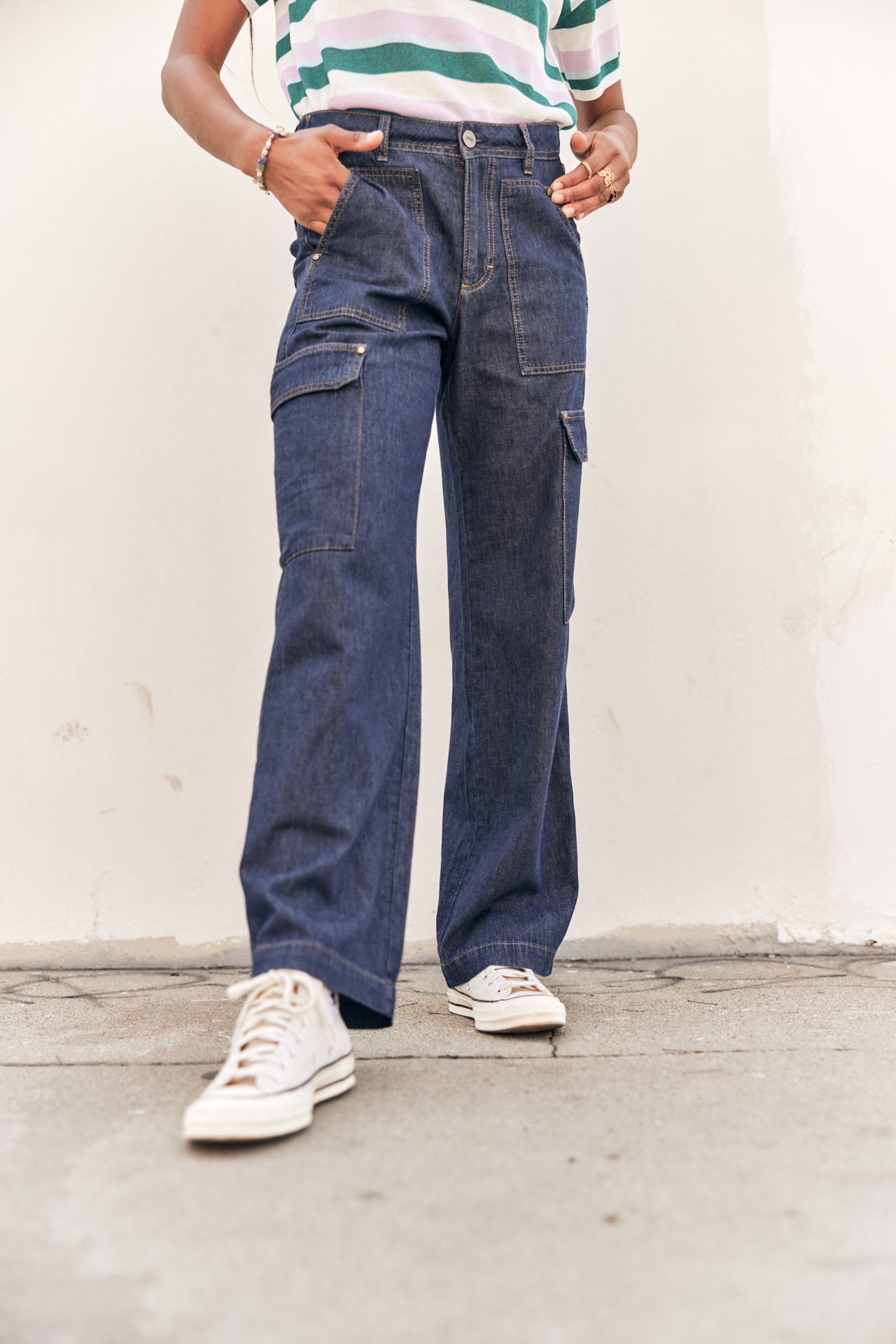 Jeans cargo large Woman Moxie Denim manzana dark | Freeman T. Porter