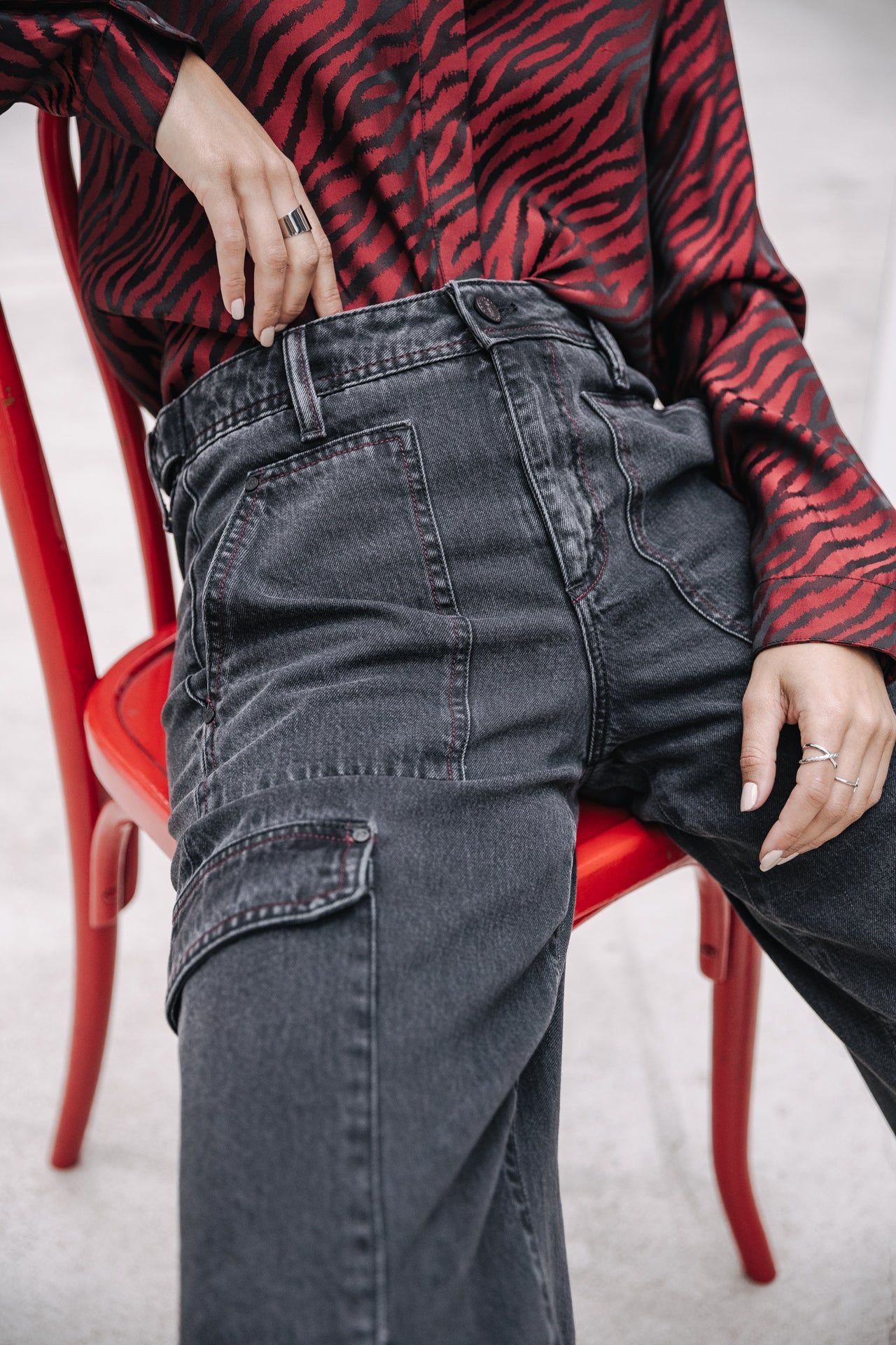 Jeans cargo large Femme Moxie sapia | Freeman T. Porter