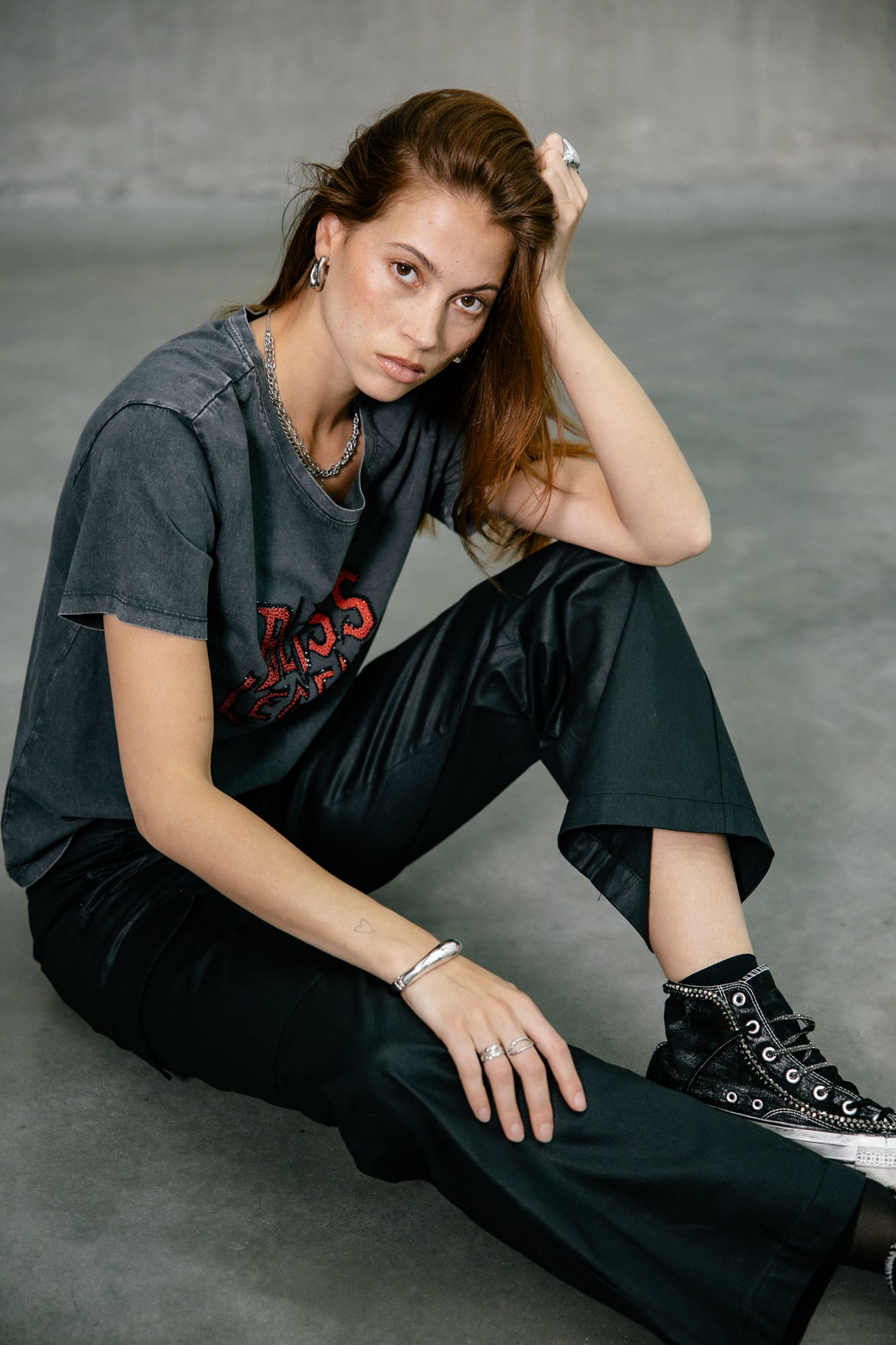 Pantalon cargo large Frau Moxie Coated black | Freeman T. Porter