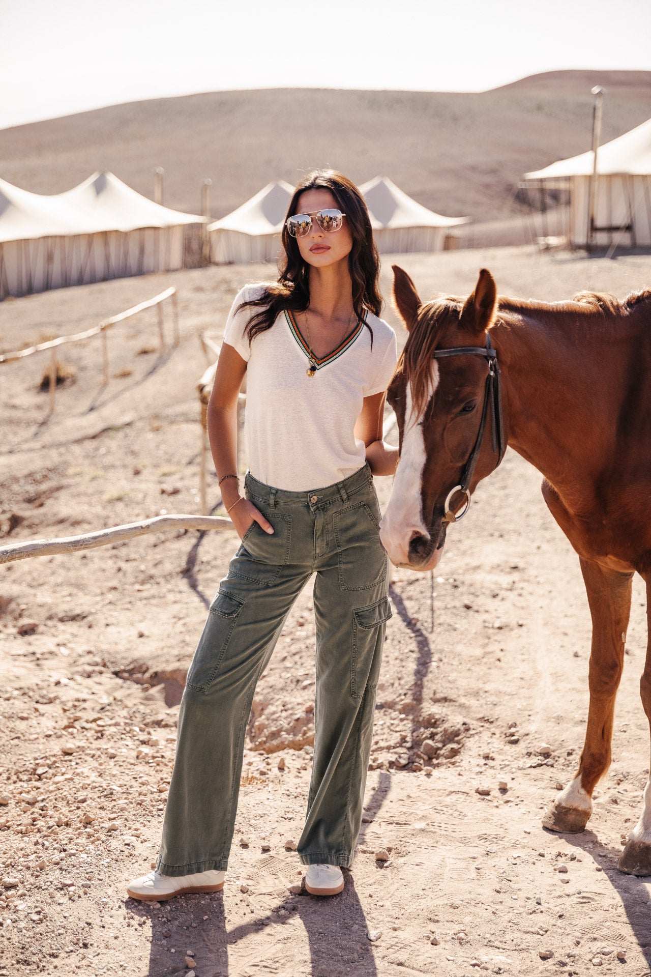 Pantalon cargo large Femme Moxie Jazz laurel wreath | Freeman T. Porter