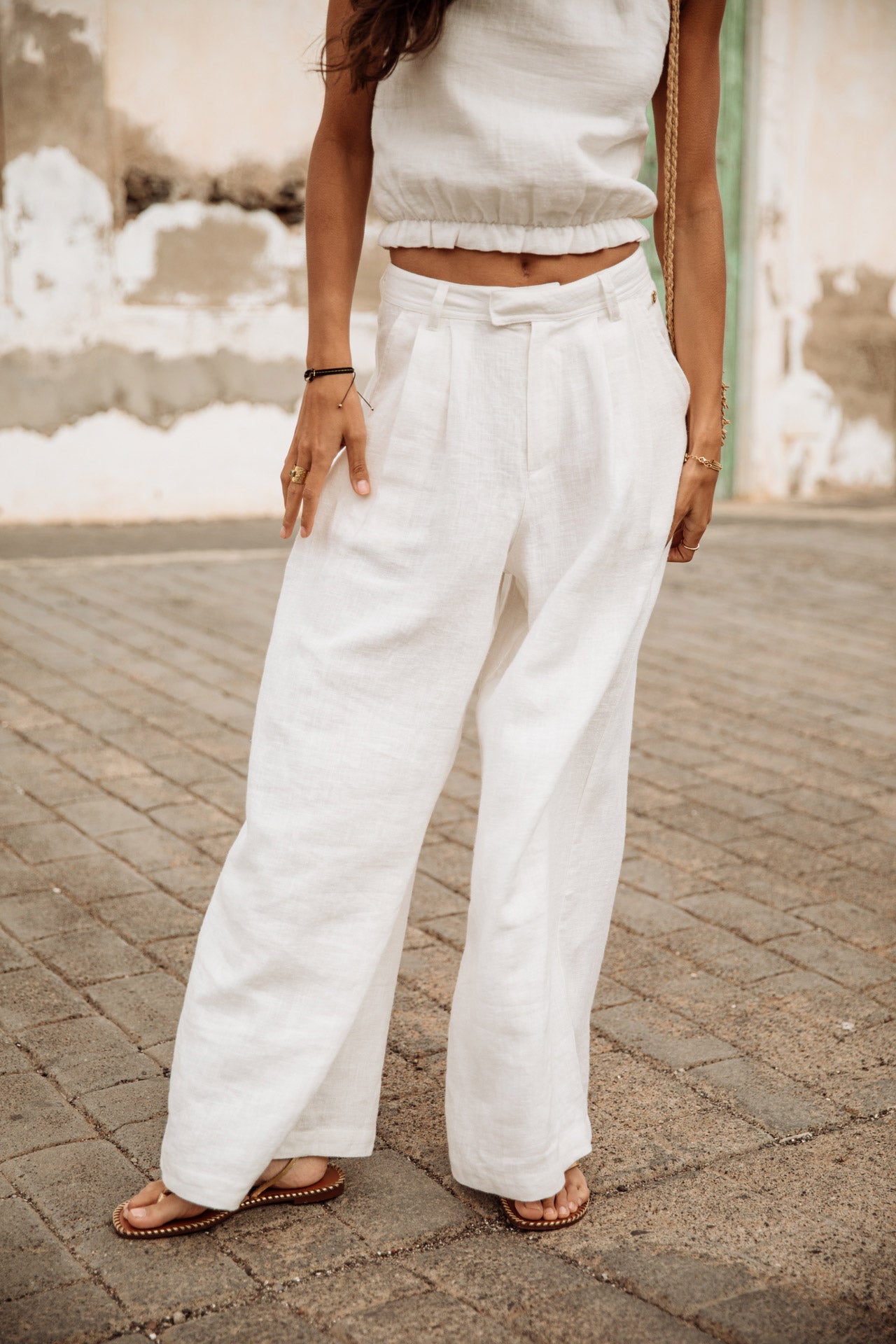 Pantalones anchos Mujer Paolina Natural egret | Freeman T. Porter