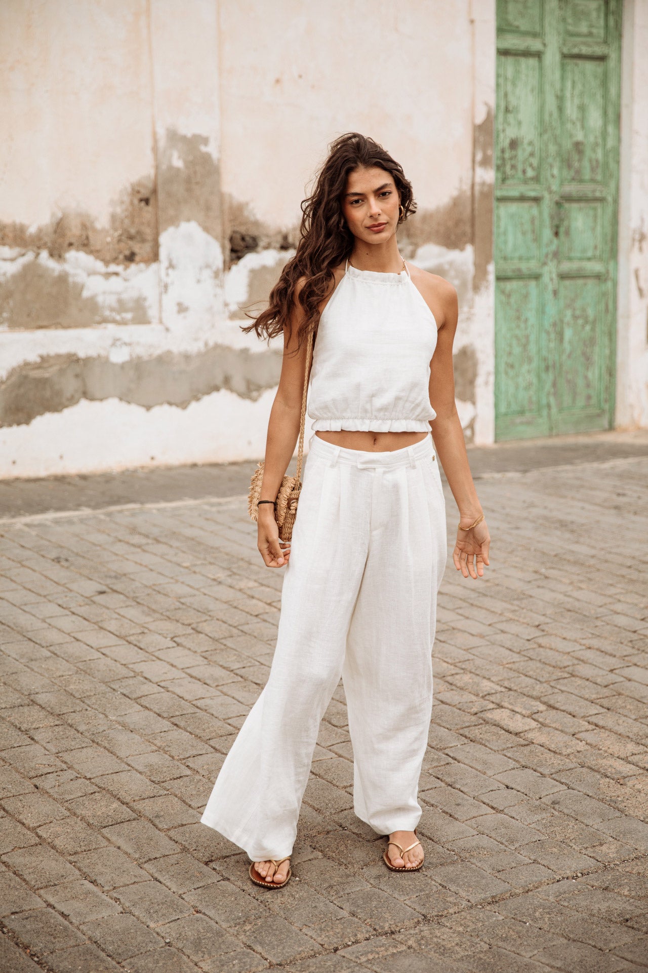 Pantalon large Femme Paolina Natural egret | Freeman T. Porter