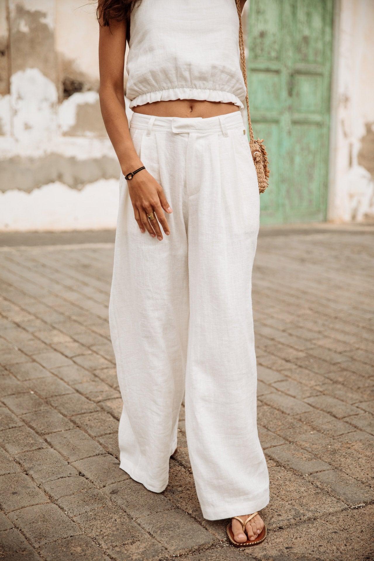 Pantalon large Femme Paolina Natural egret | Freeman T. Porter