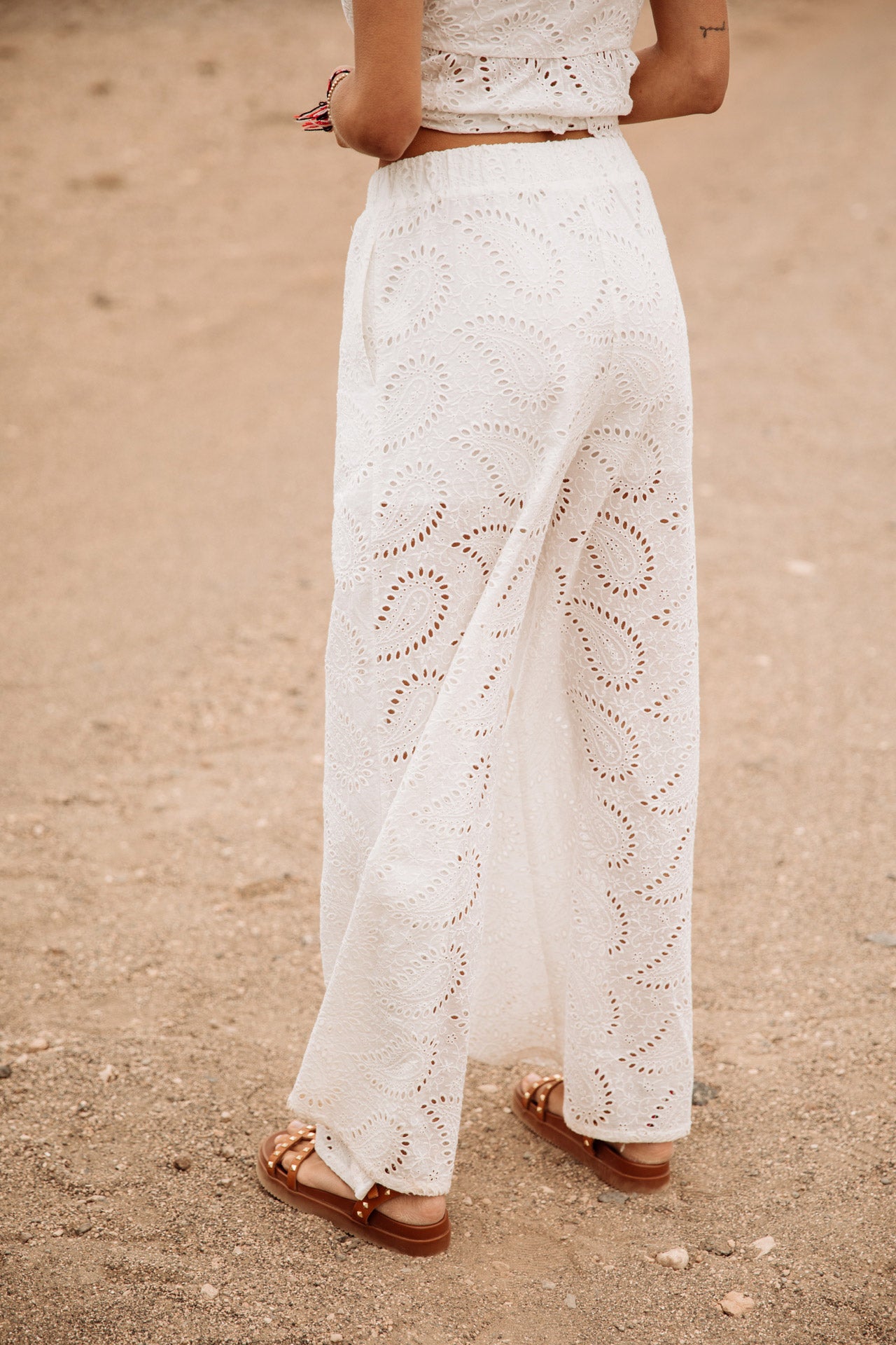 Pantalon large Femme Patrizia Lace white | Freeman T. Porter