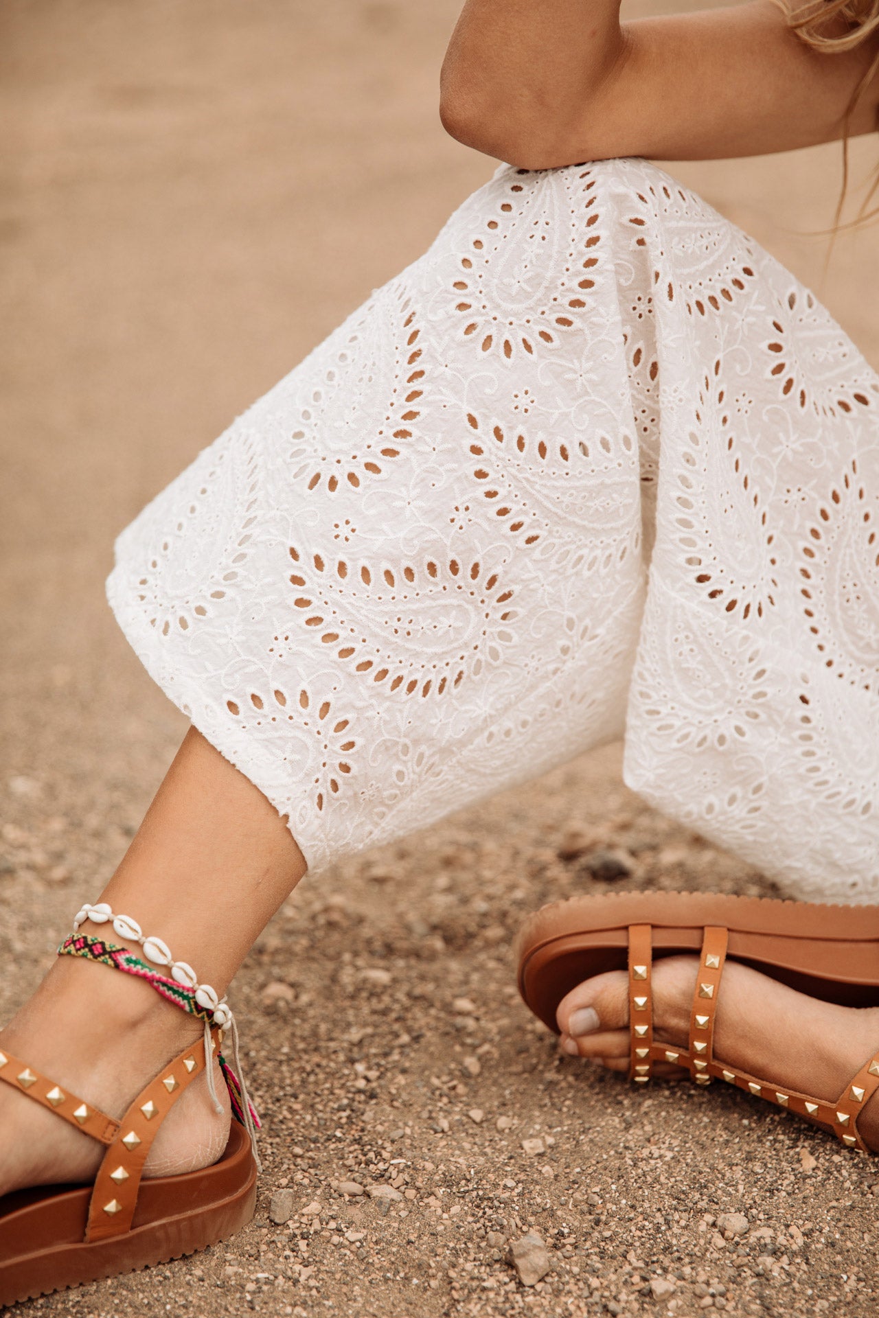 Pantalon large Femme Patrizia Lace white | Freeman T. Porter