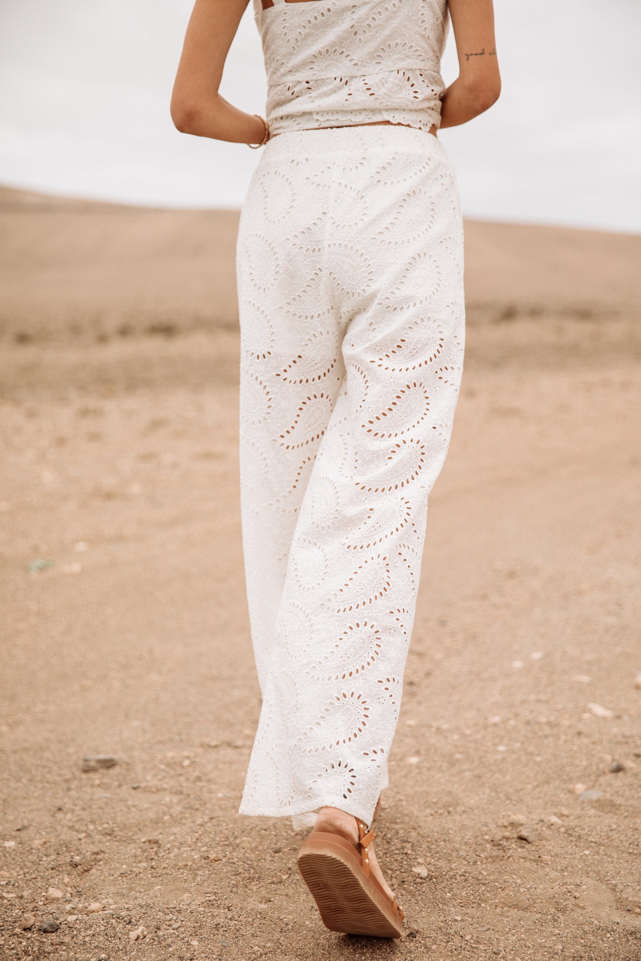 Pantalon large Femme Patrizia Lace white | Freeman T. Porter