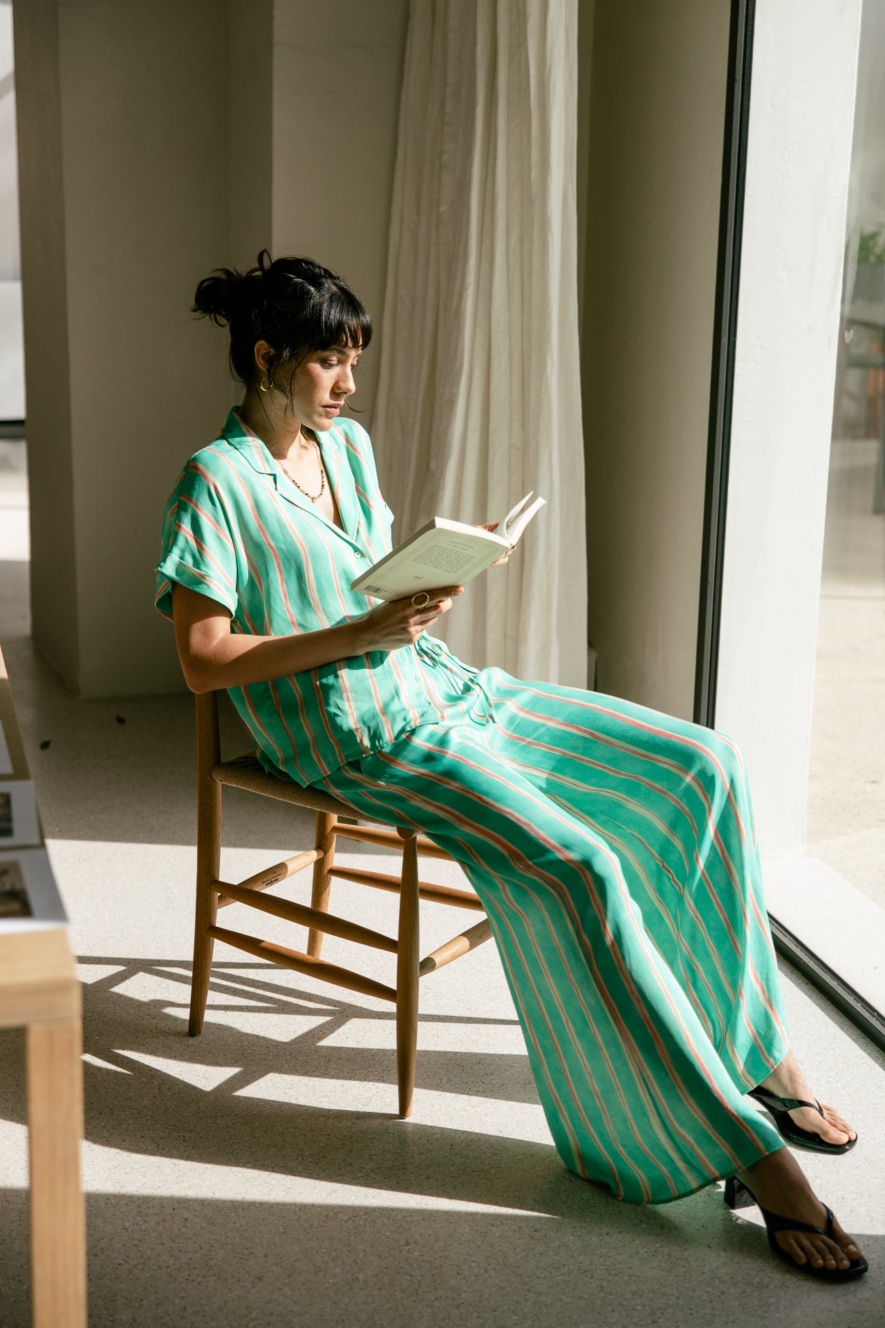 Palazzo Hose Frau Phandy Crafty Stripe deep mint | Freeman T. Porter