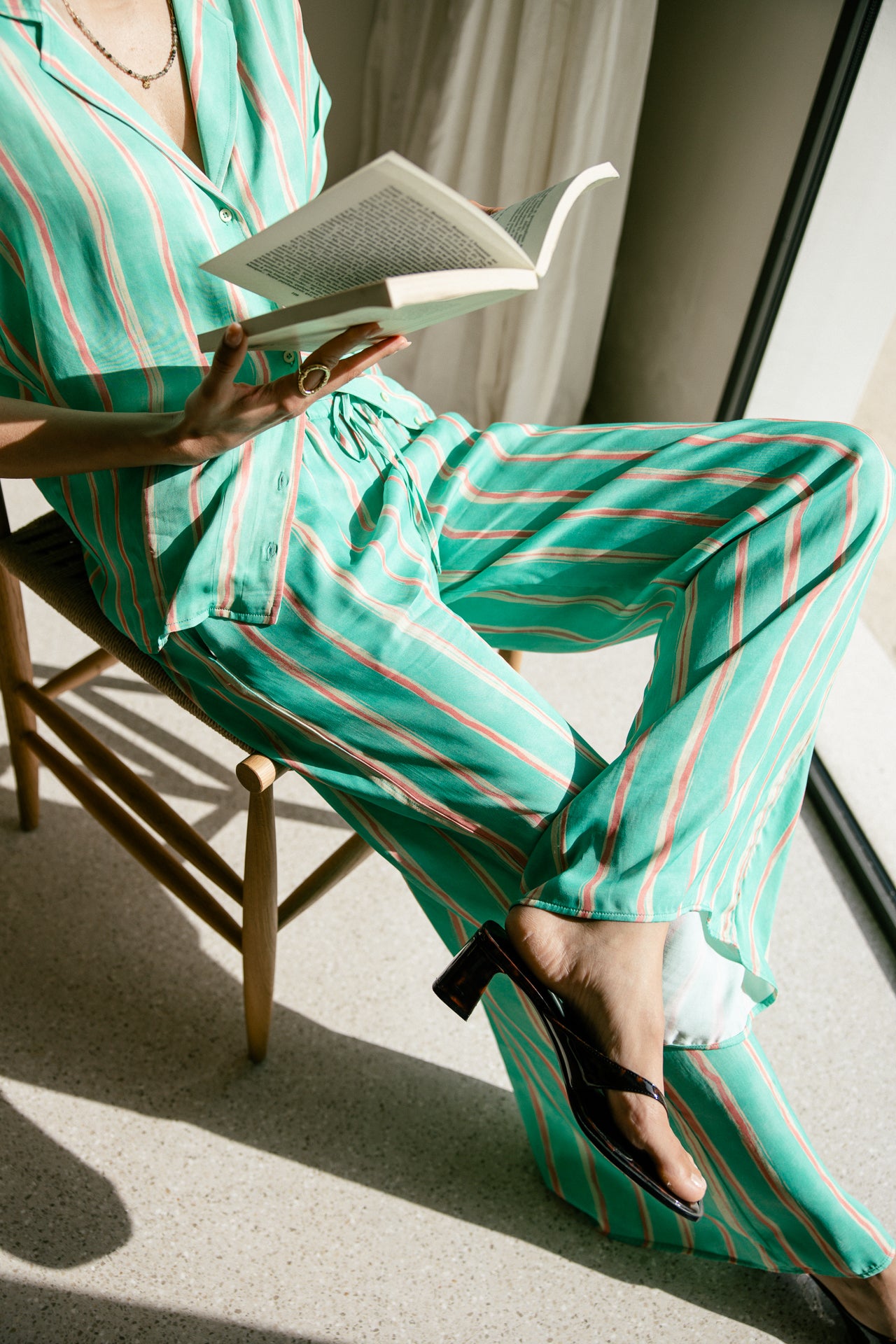 Palazzo Hose Frau Phandy Crafty Stripe deep mint | Freeman T. Porter