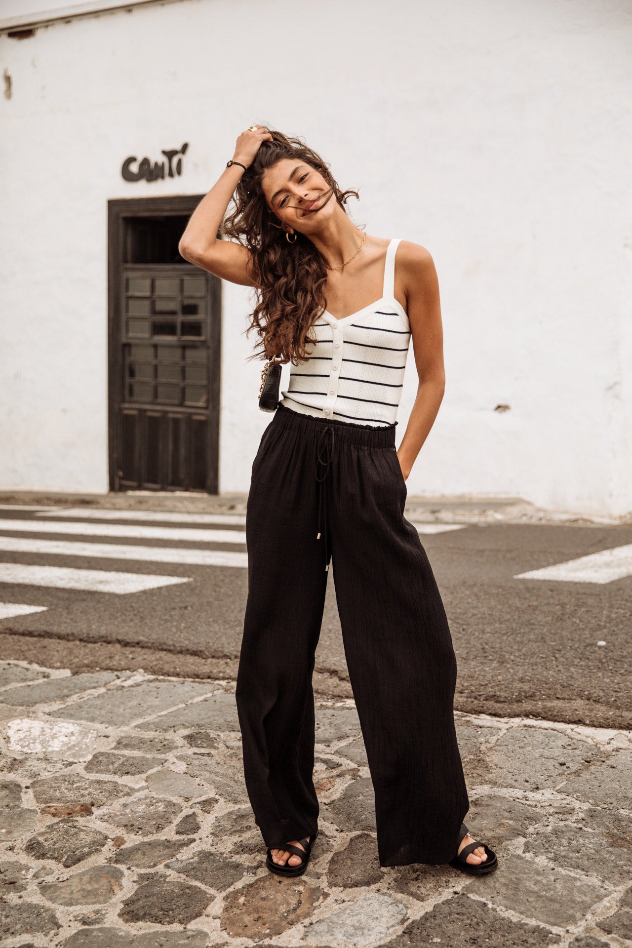 Pantalon palazzo Femme Phandy Plain Color black | Freeman T. Porter