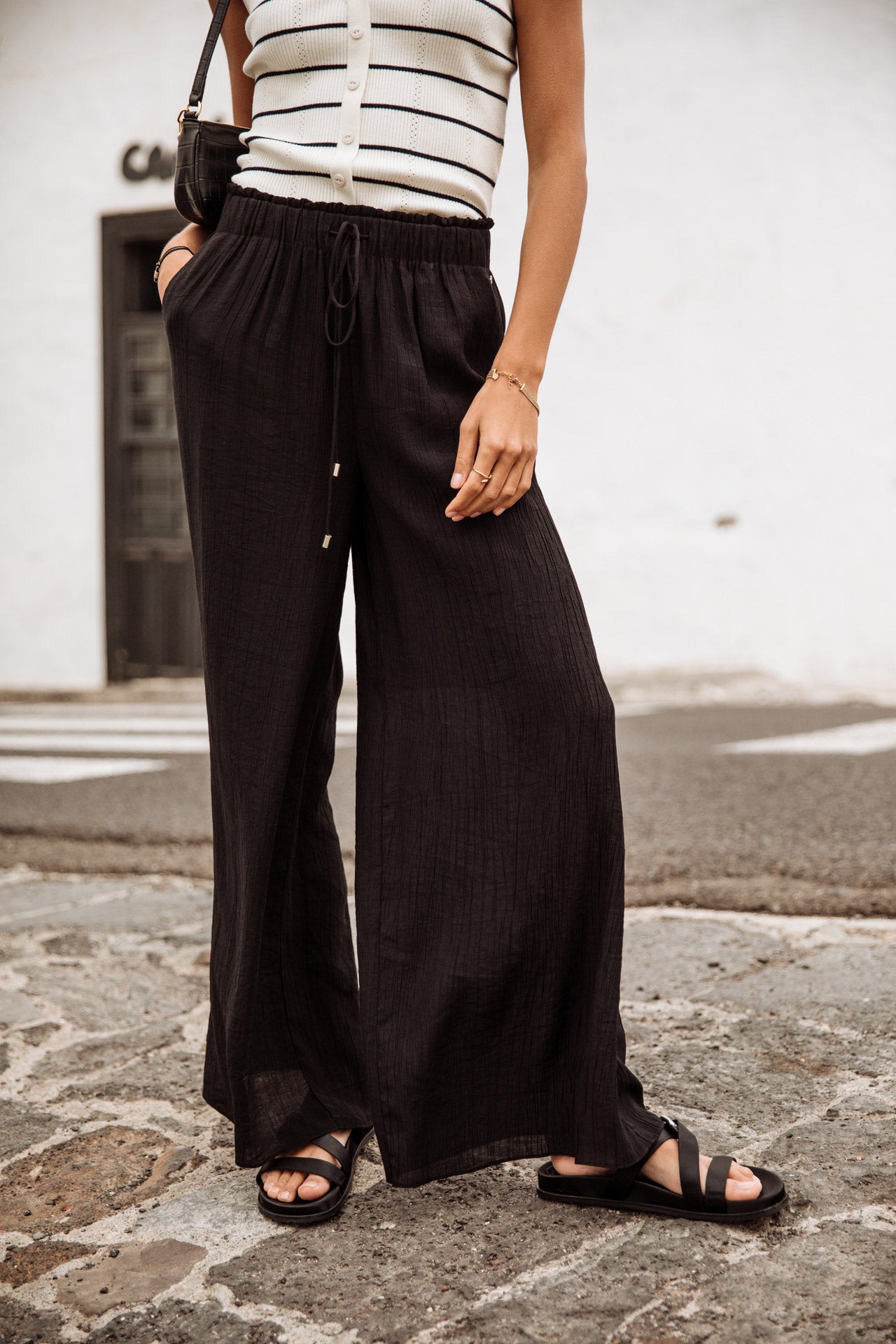 Pantalon palazzo Femme Phandy Plain Color black | Freeman T. Porter