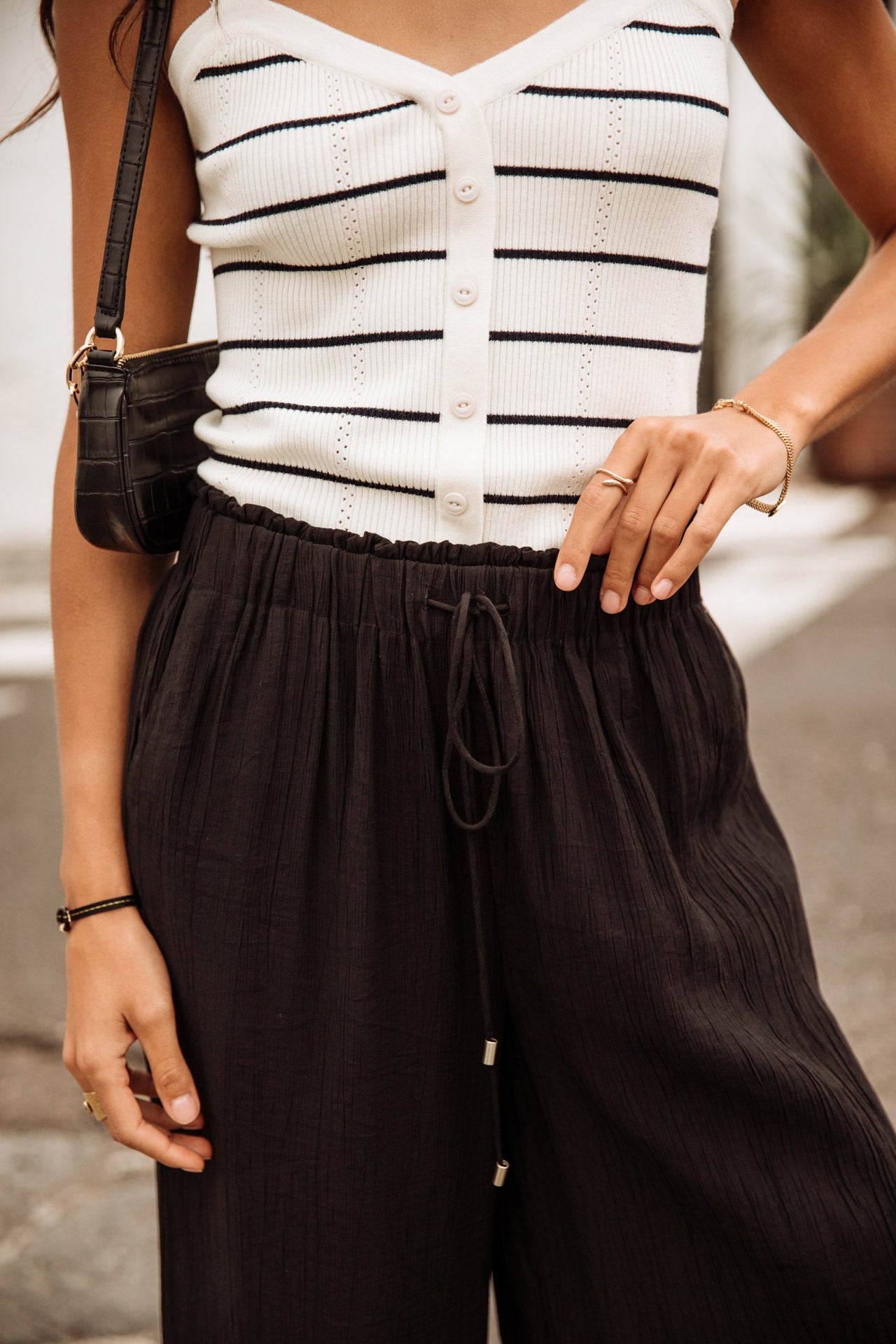 Pantalon palazzo Mujer Phandy Plain Color black | Freeman T. Porter