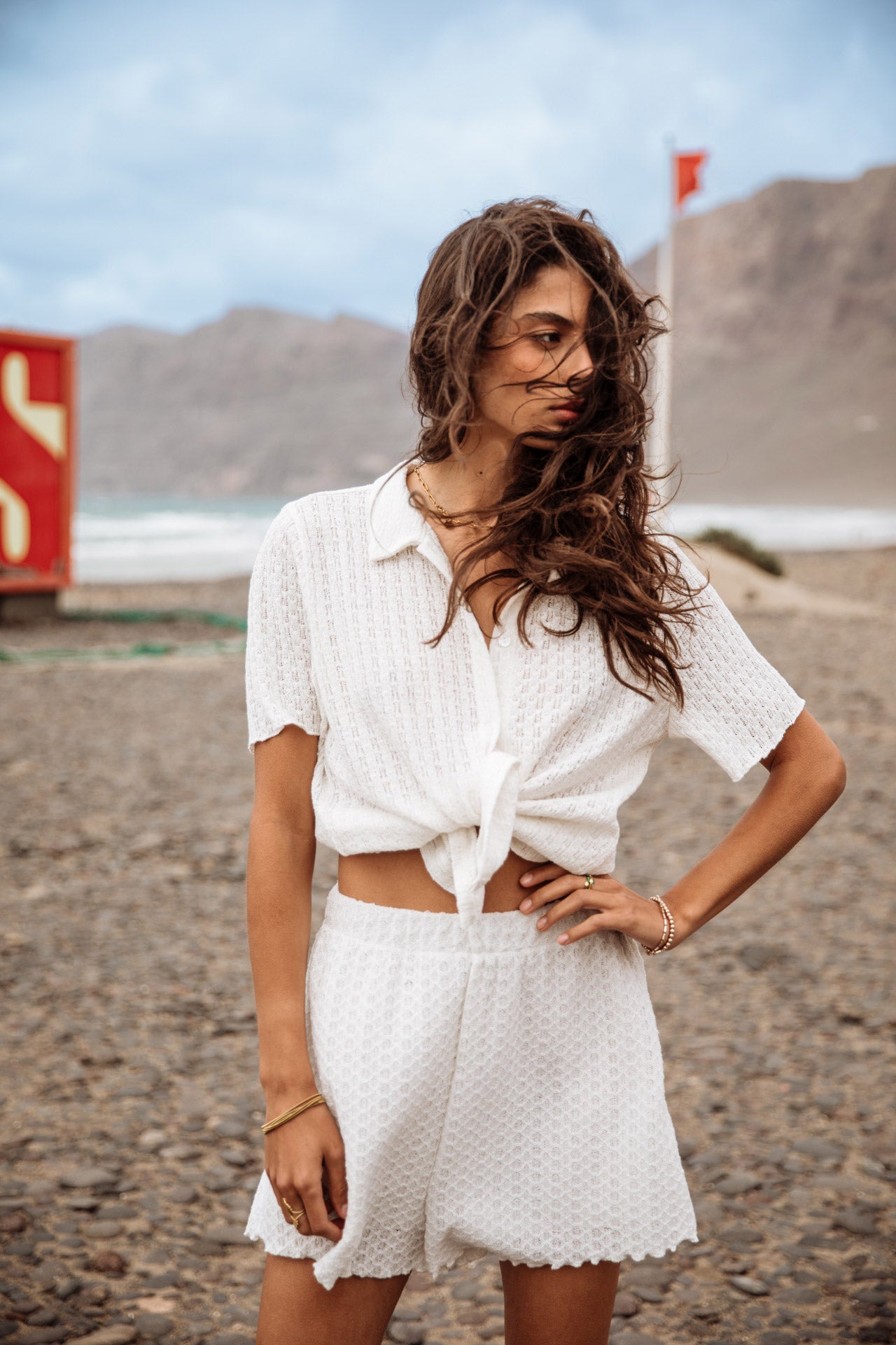 Short loose Woman Sorayina Crochet ecru | Freeman T. Porter