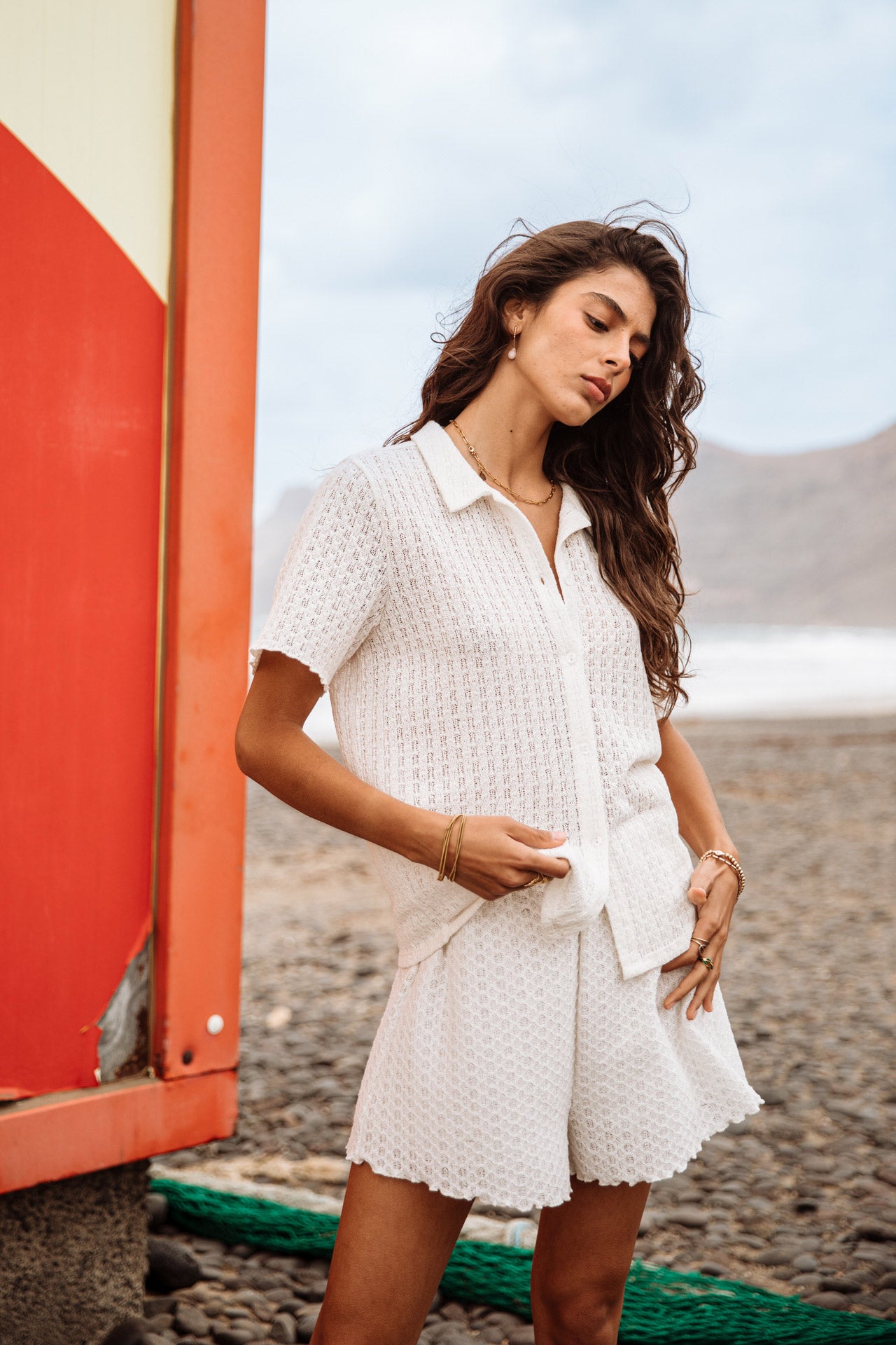 Short loose Woman Sorayina Crochet ecru | Freeman T. Porter