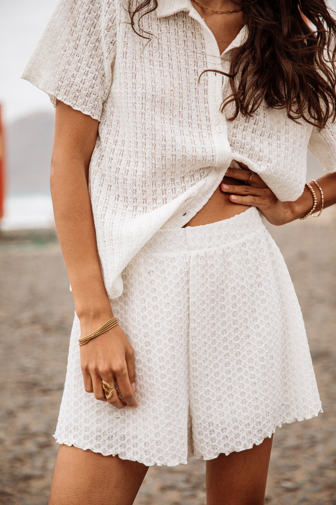 Short loose Woman Sorayina Crochet ecru | Freeman T. Porter