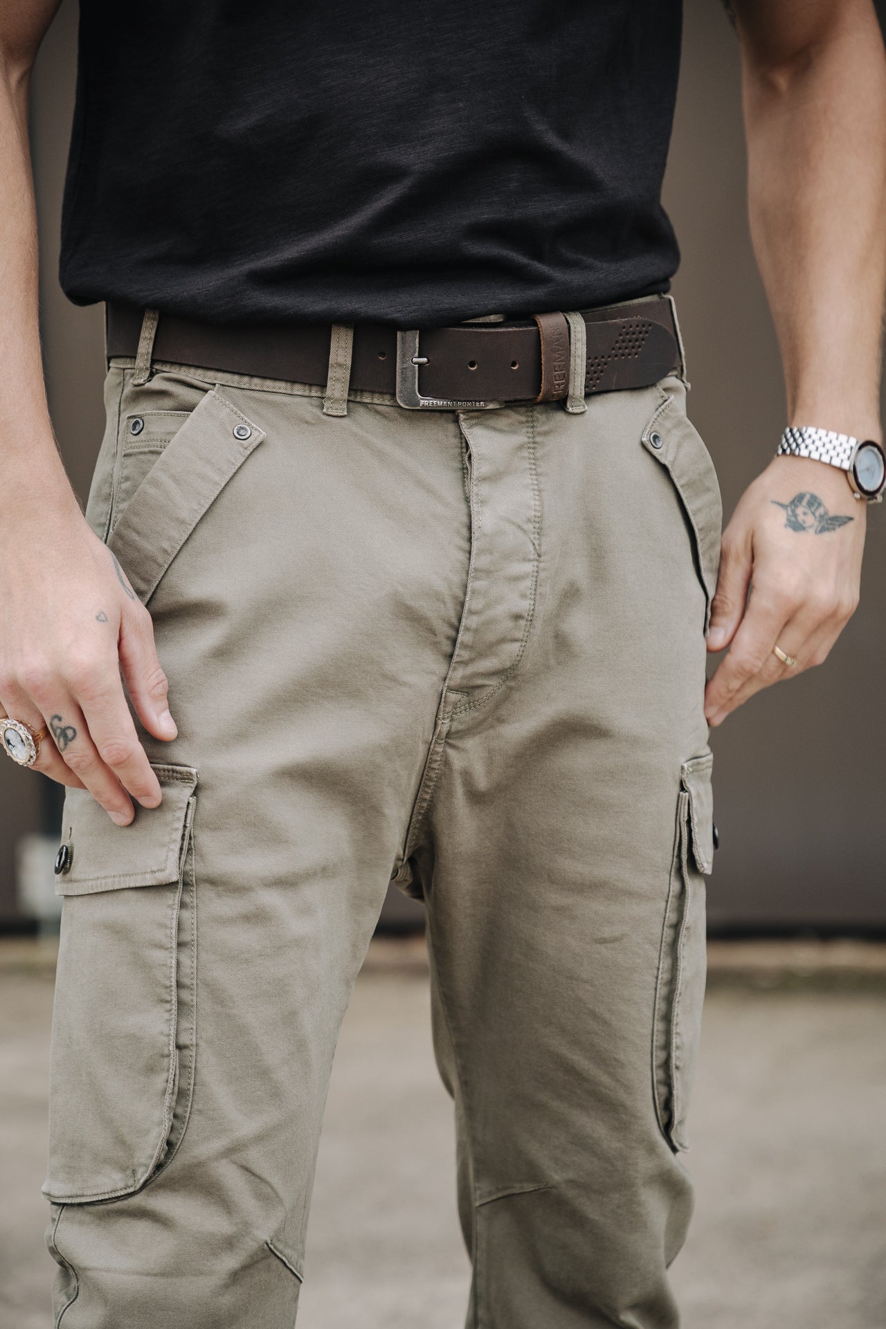 Pantalon cargo Homme Punacho Twilly deep lichen green | Freeman T. Porter
