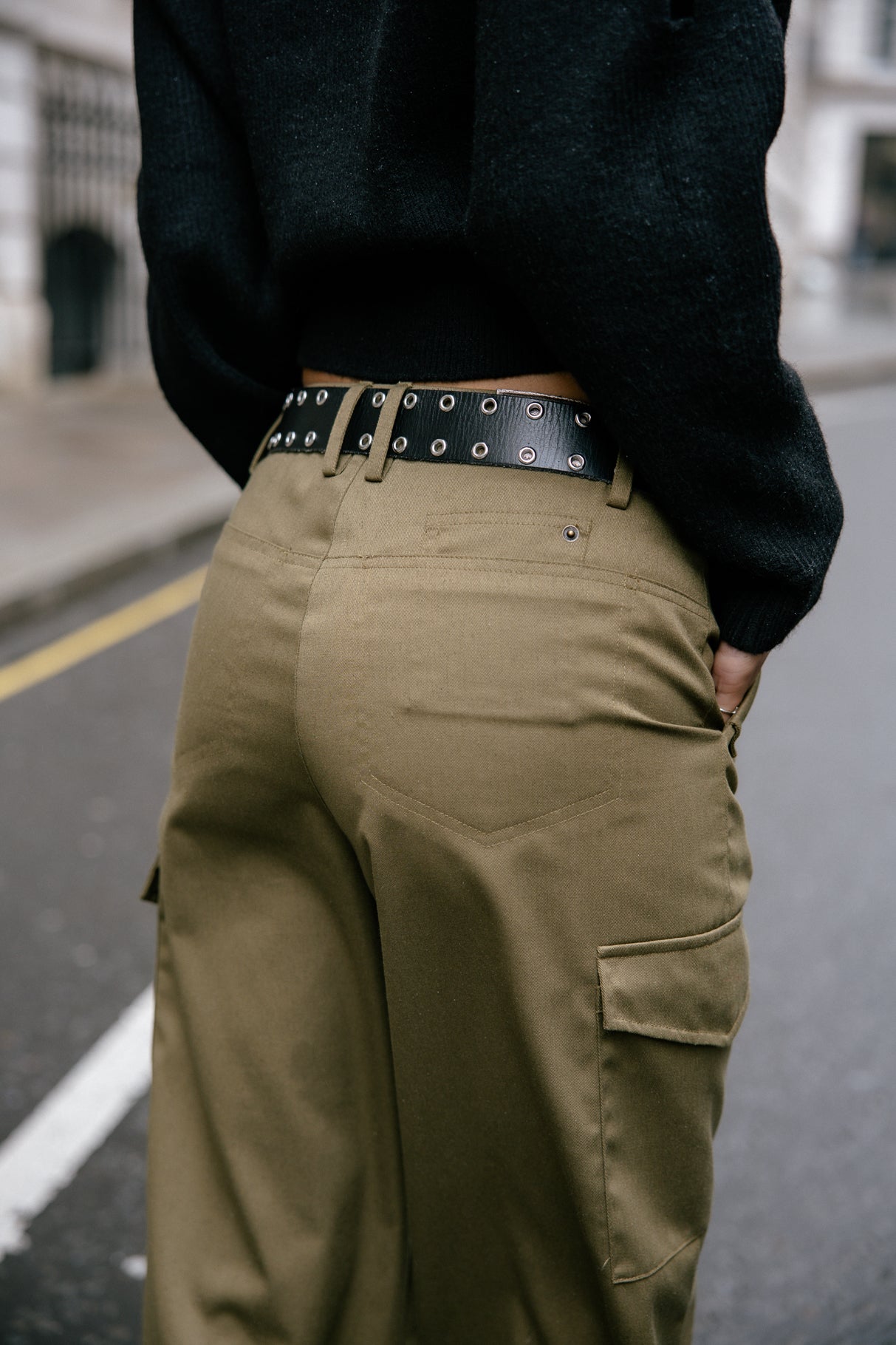 Pantalon cargo taille haute Femme Phoebe Smart dark olive | Freeman T. Porter