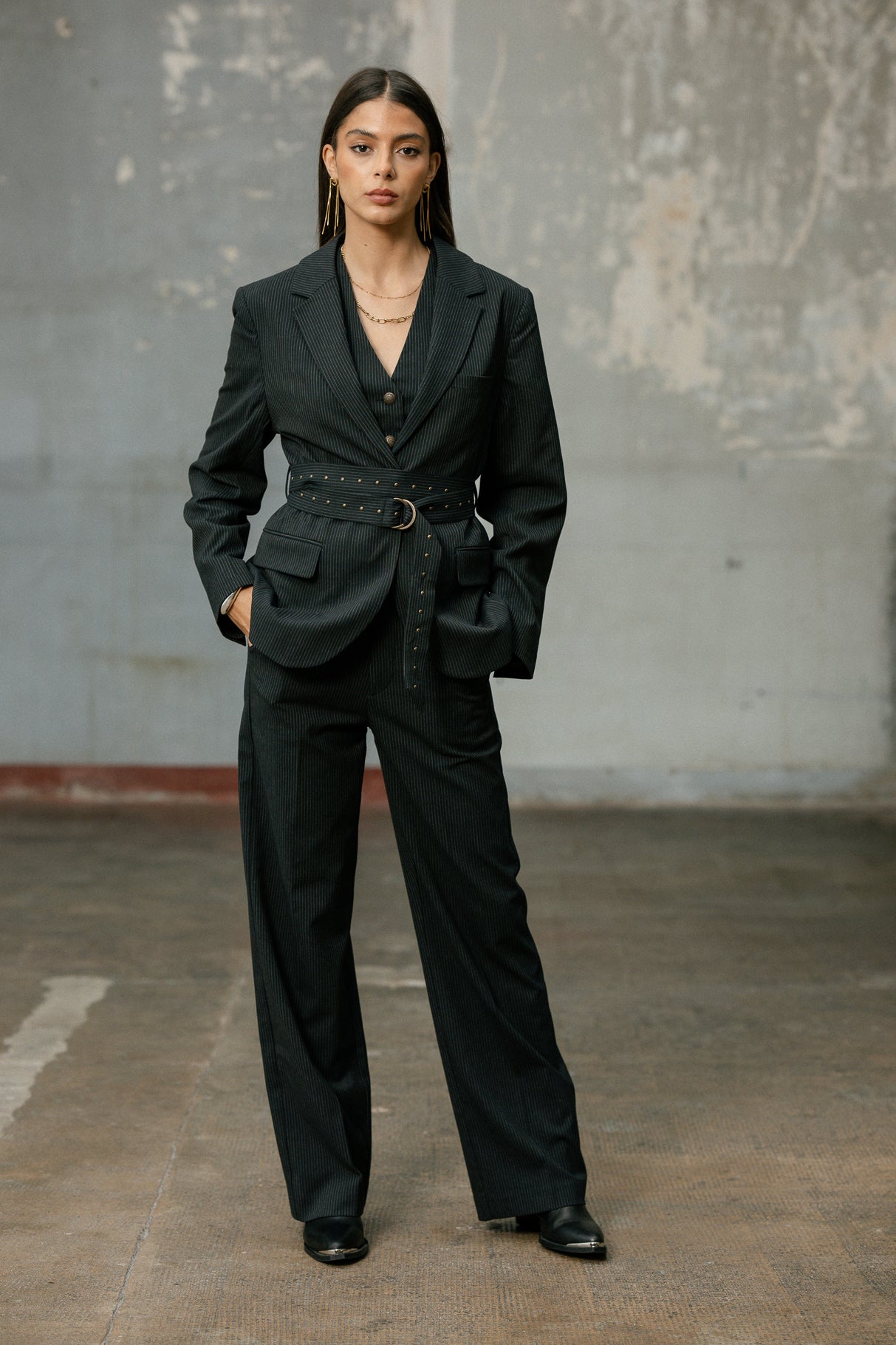 Pantalon large taille haute Woman Sharon Oficina black iris | Freeman T. Porter