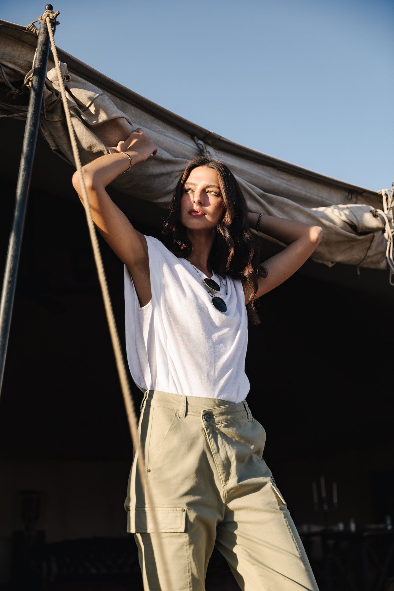Pantalon cargo Femme Olga Bootcamp oil green | Freeman T. Porter