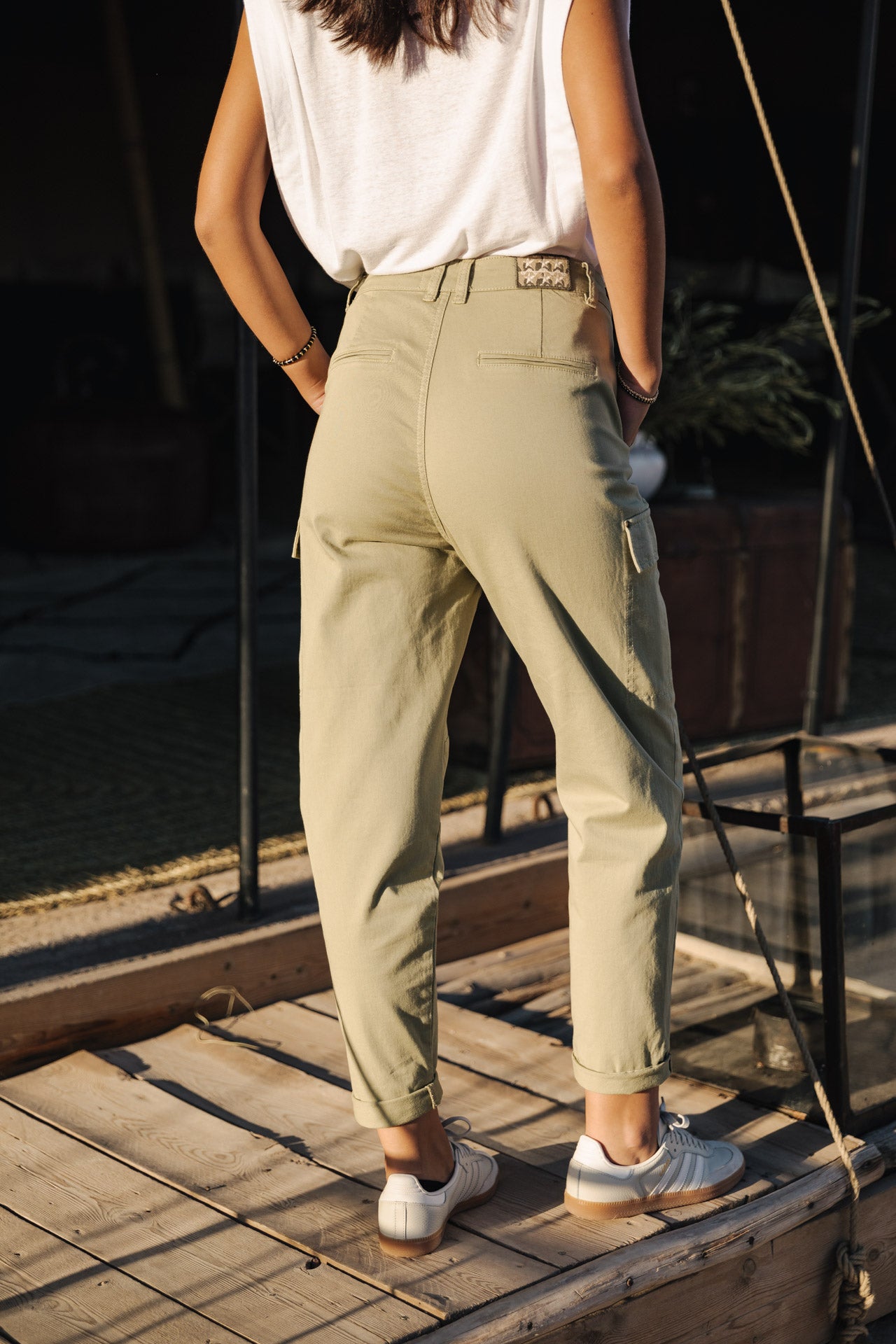 Pantalon cargo Femme Olga Bootcamp oil green | Freeman T. Porter