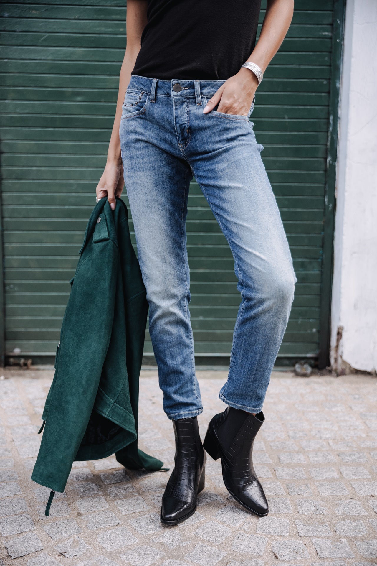 Jeans slim cropped Femme Sophy pacific | Freeman T. Porter