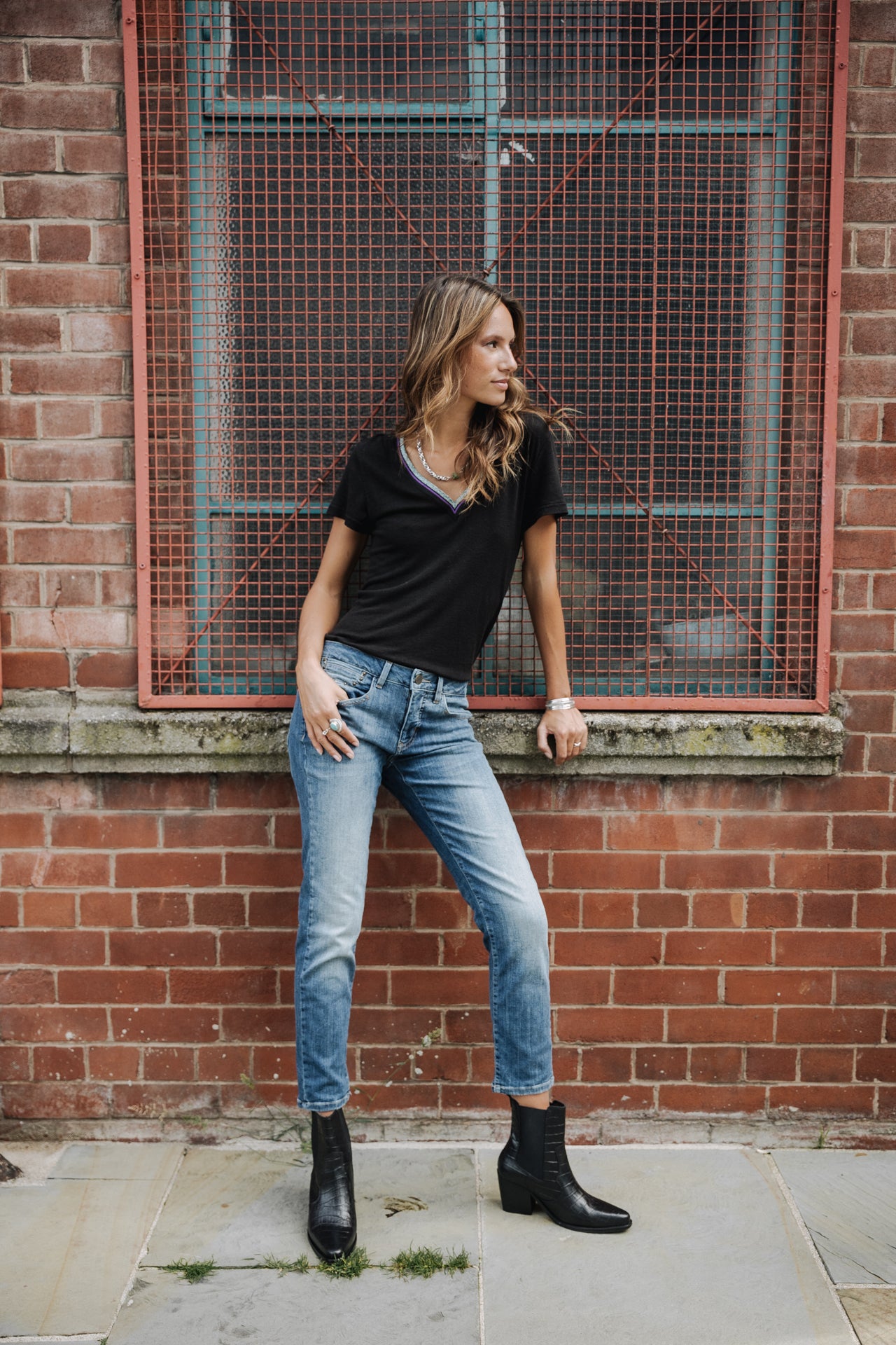 Jeans slim cropped Femme Sophy pacific | Freeman T. Porter