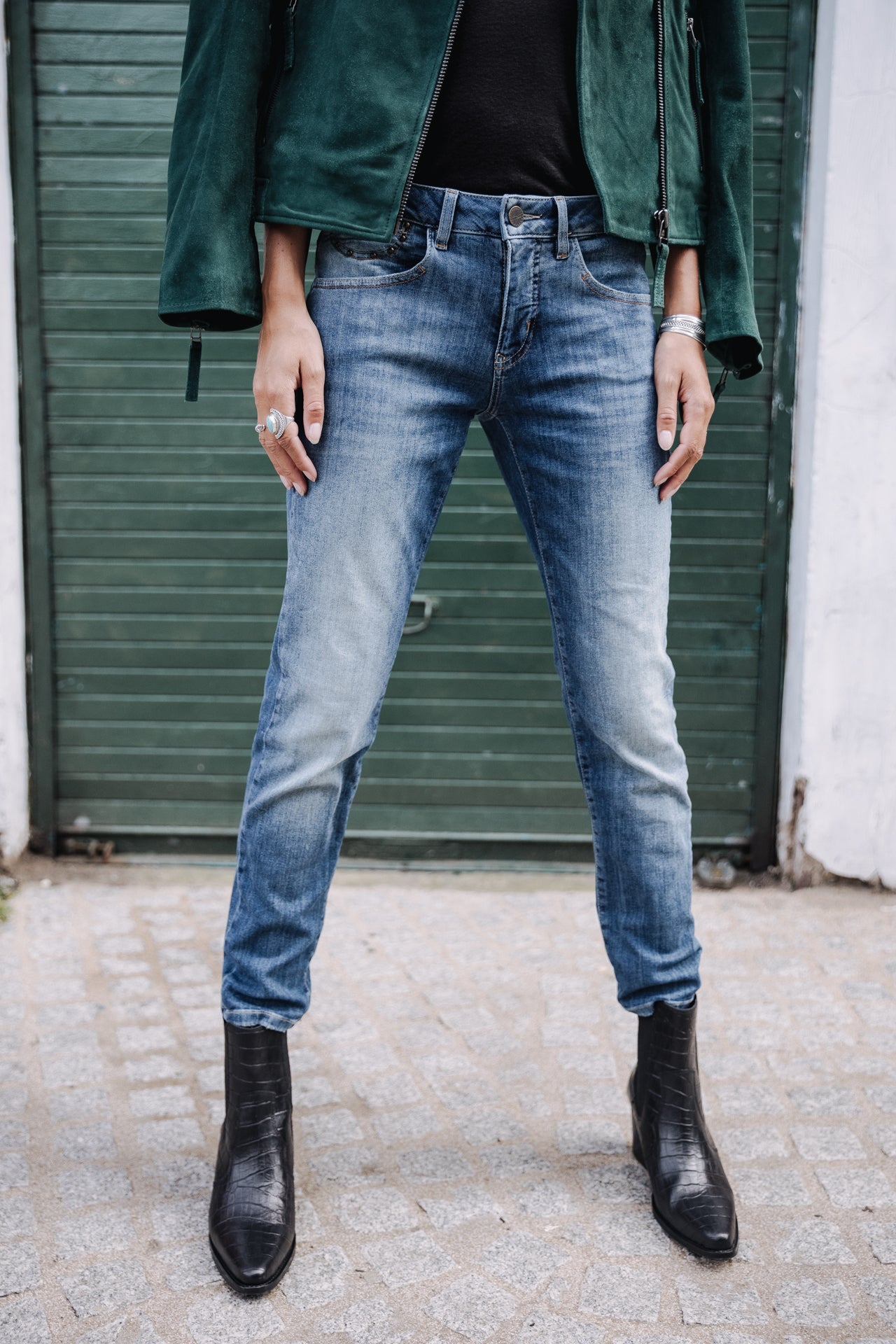 Jeans slim cropped Femme Sophy pacific | Freeman T. Porter