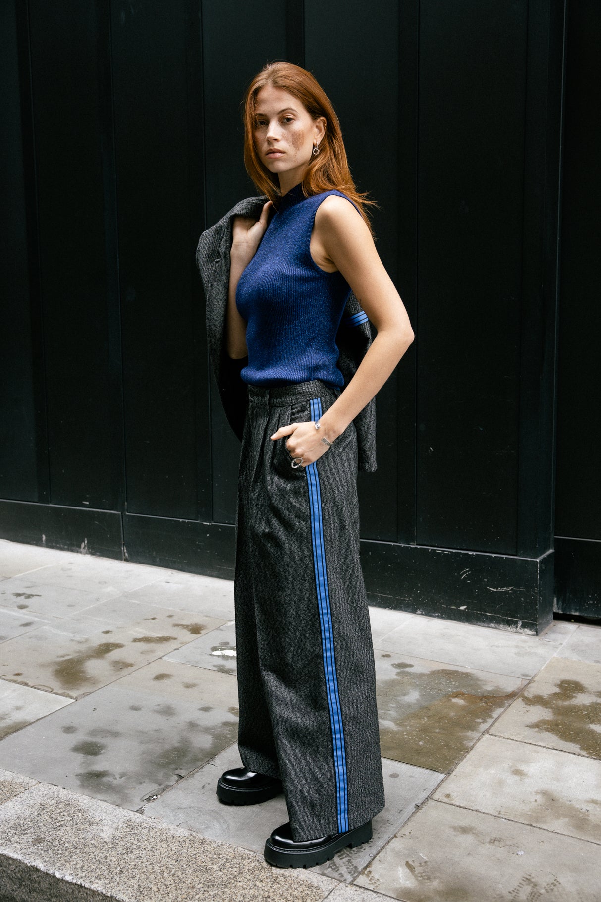 Pantalon large taille haute Frau Nathalia Brummell moon rock | Freeman T. Porter