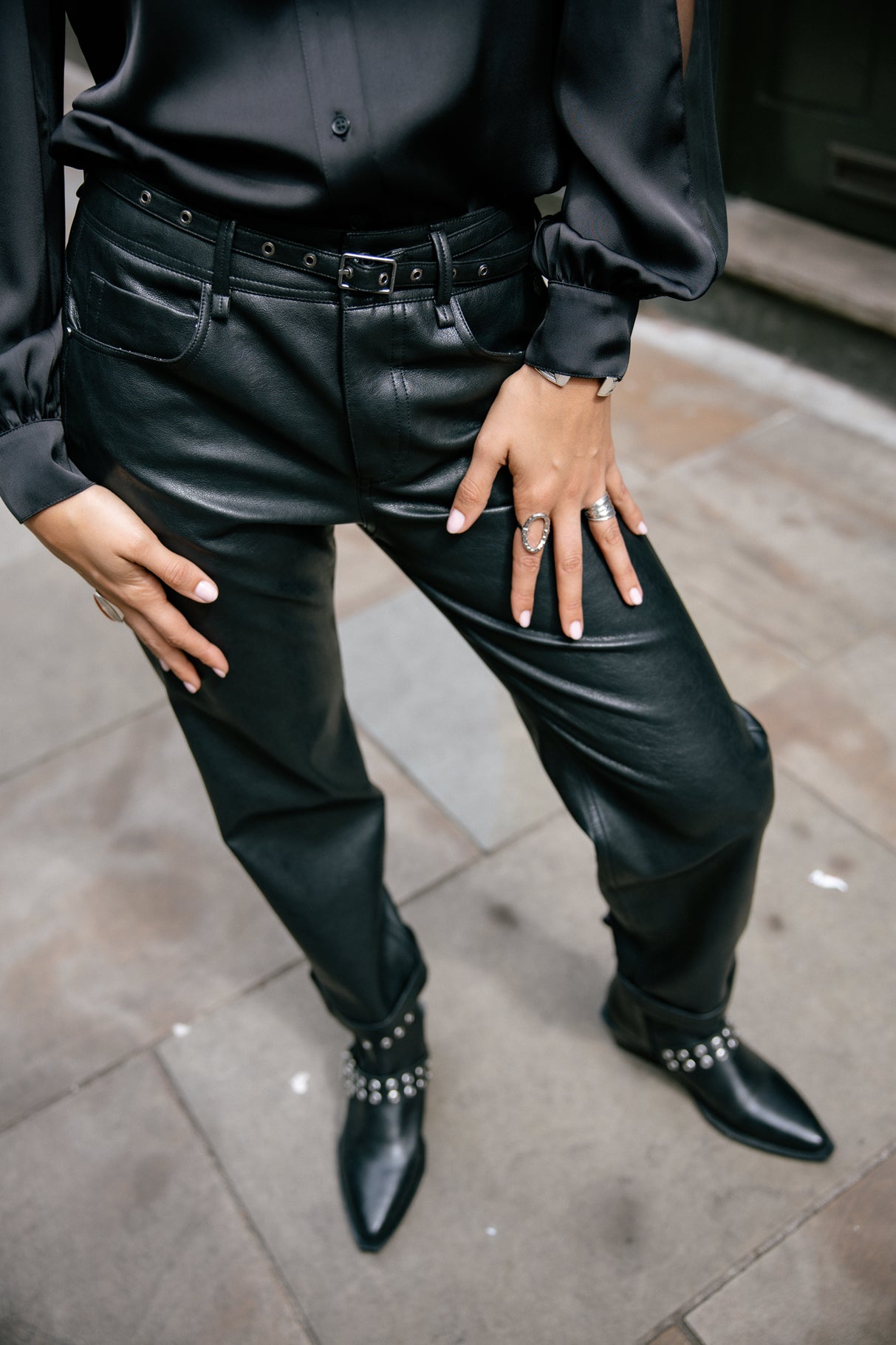 Pantalon cropped boyfriend Femme Timea Biker black | Freeman T. Porter