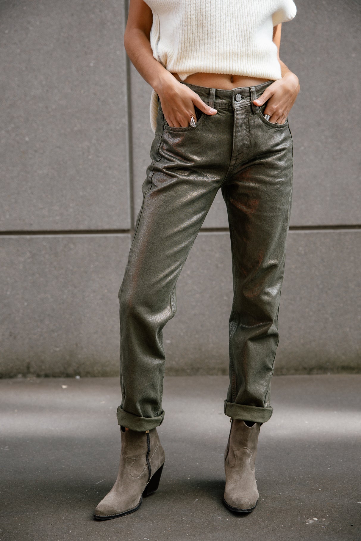 Pantalon cropped boyfriend Woman Timea Pirata forest night | Freeman T. Porter