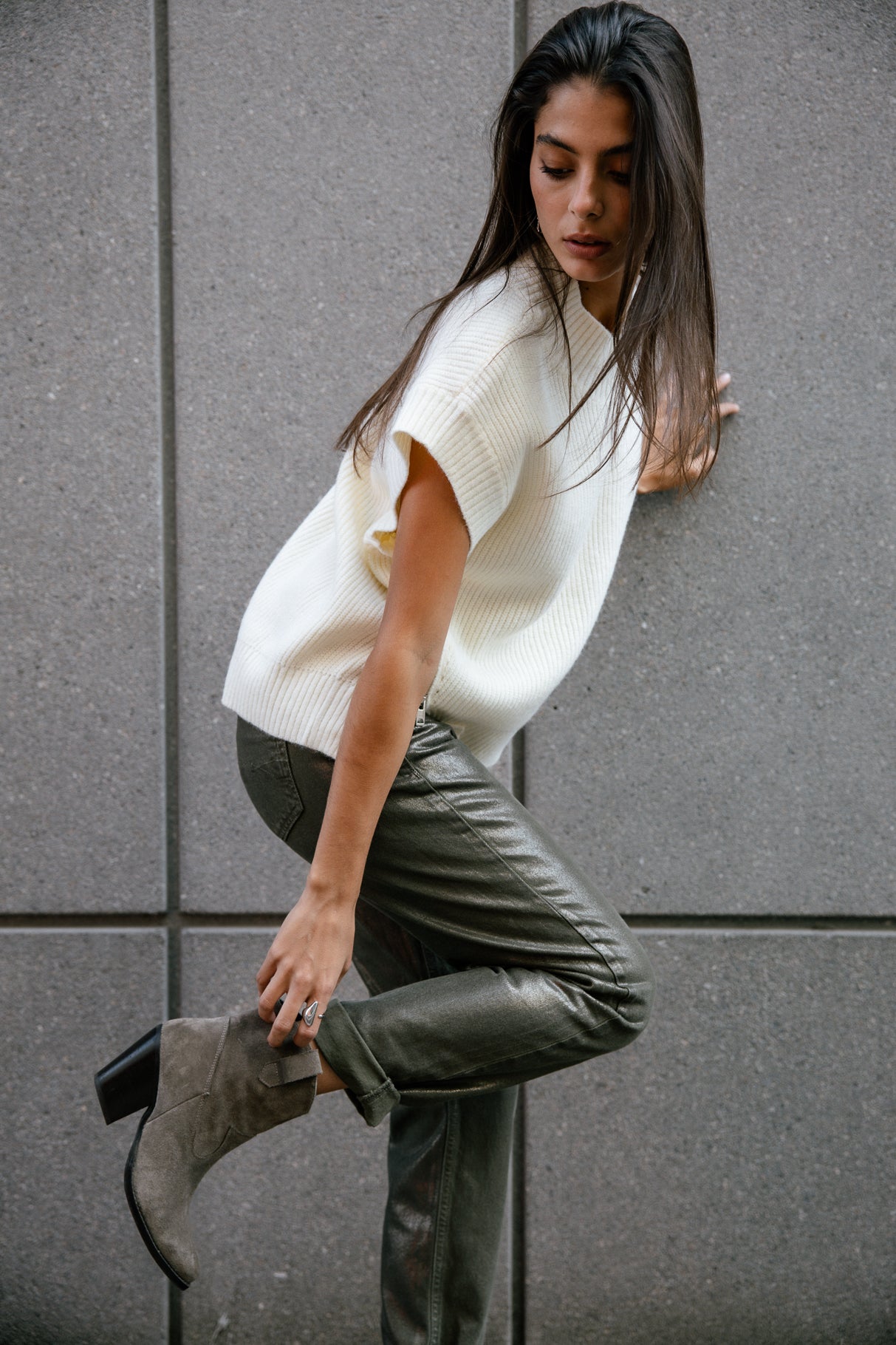 Pantalon cropped boyfriend Femme Timea Pirata forest night | Freeman T. Porter
