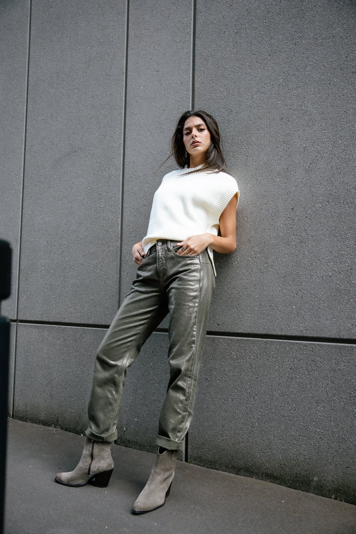 Pantalon cropped boyfriend Femme Timea Pirata forest night | Freeman T. Porter