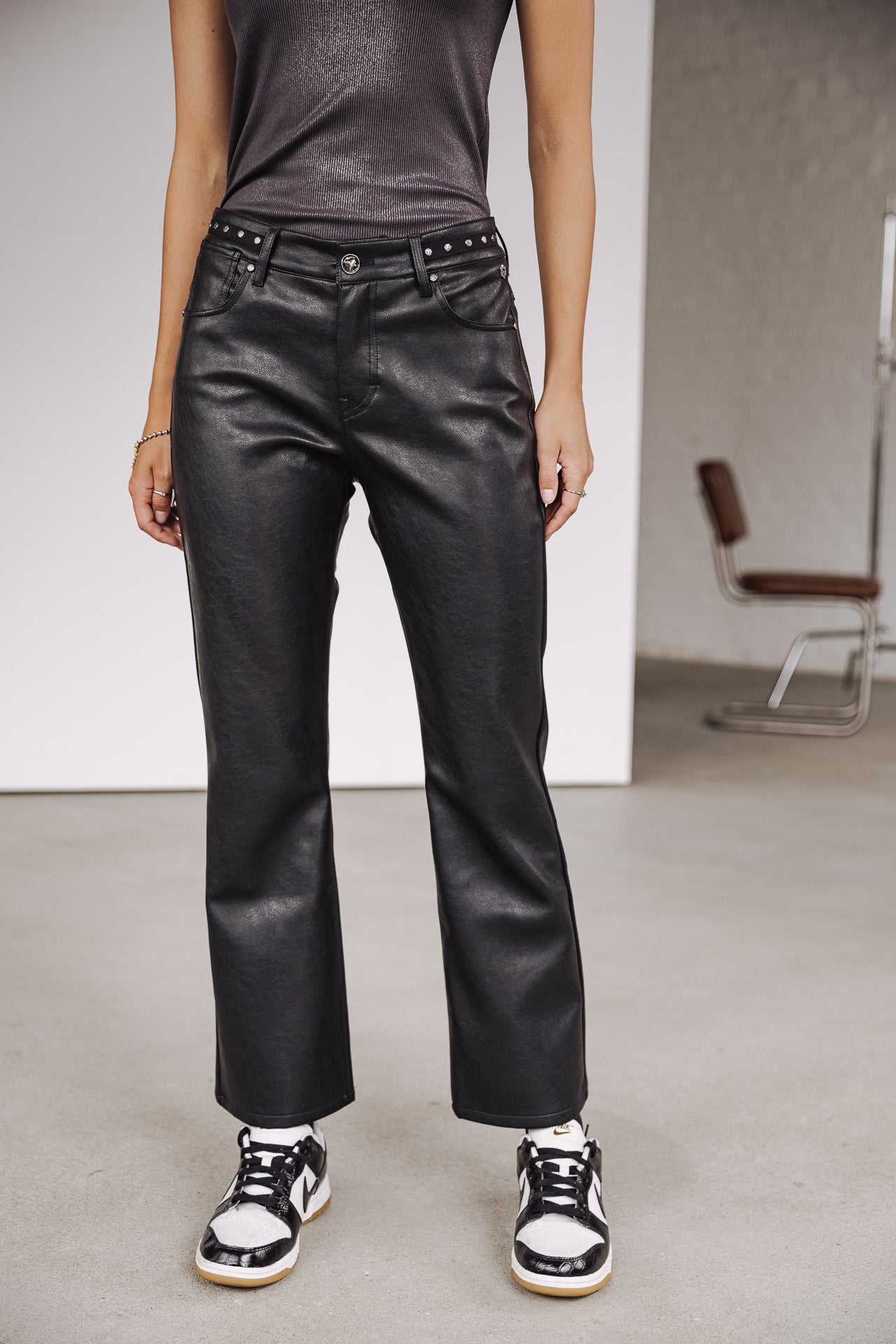 Pantalon Bootcut 7/8 Femme Norma Biker black | Freeman T. Porter