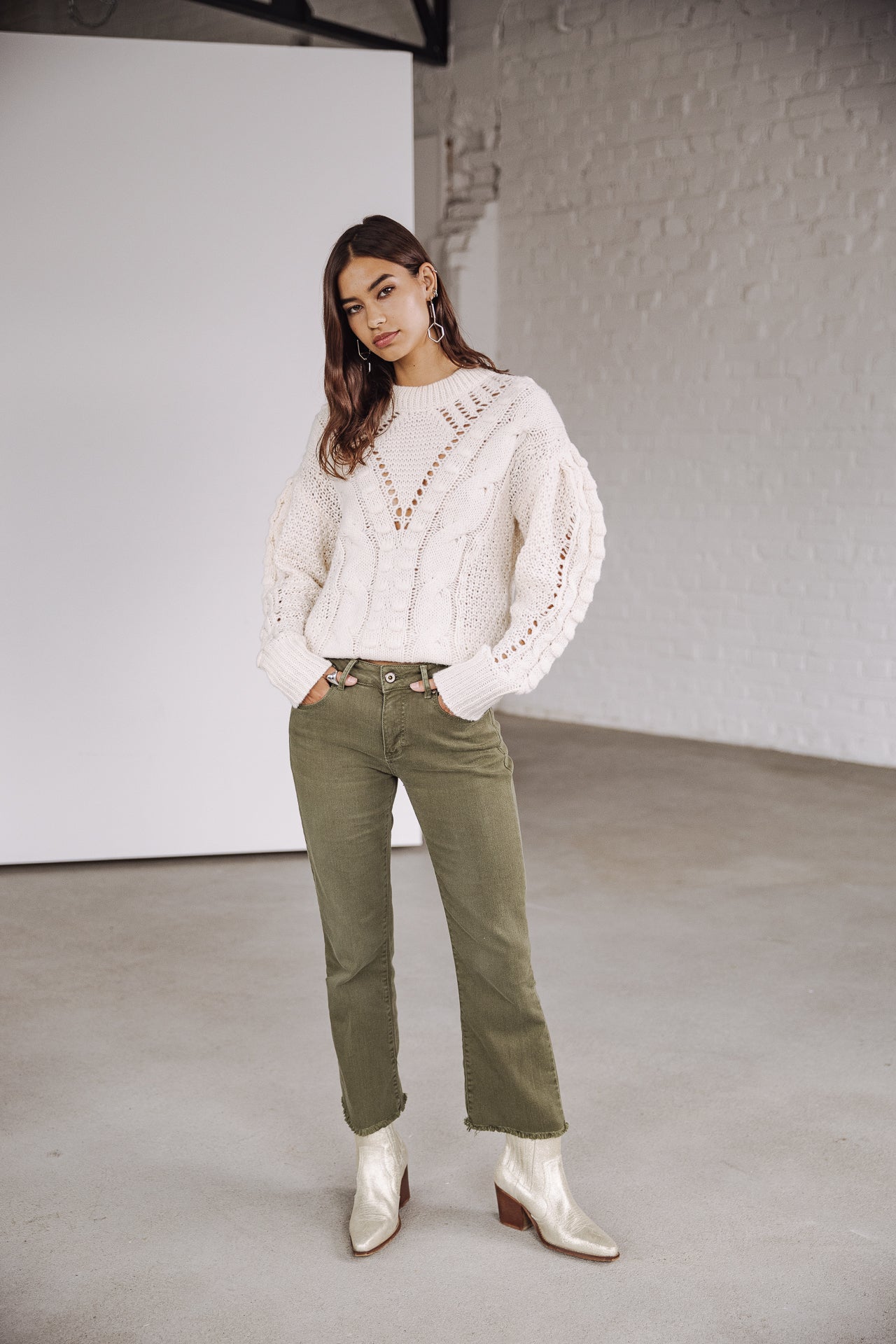 Pantalon bootcut cropped Femme Norma California forest night | Freeman T. Porter