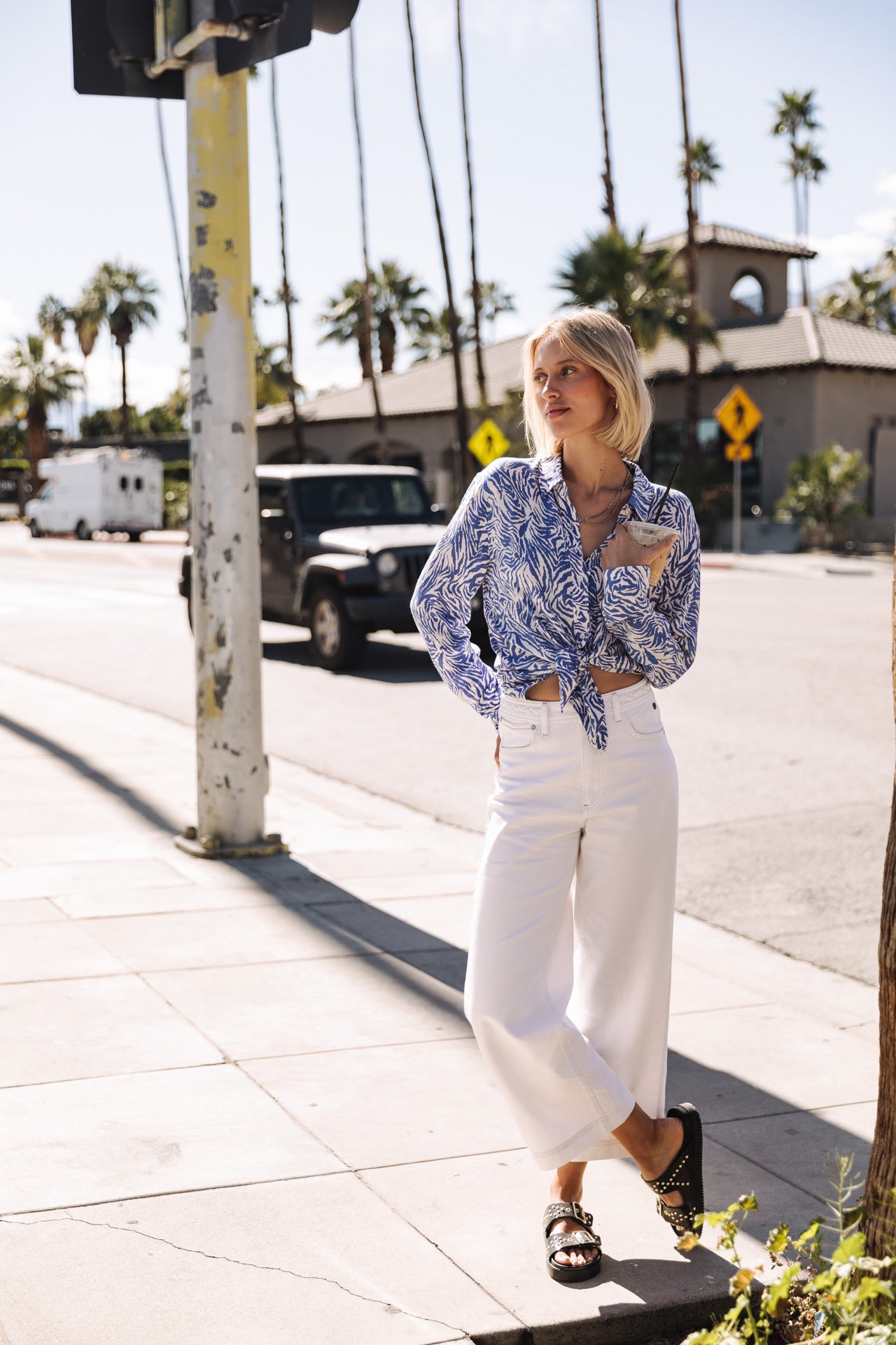 Pantalon large 7/8 Femme Nylia Andalousia off white | Freeman T. Porter