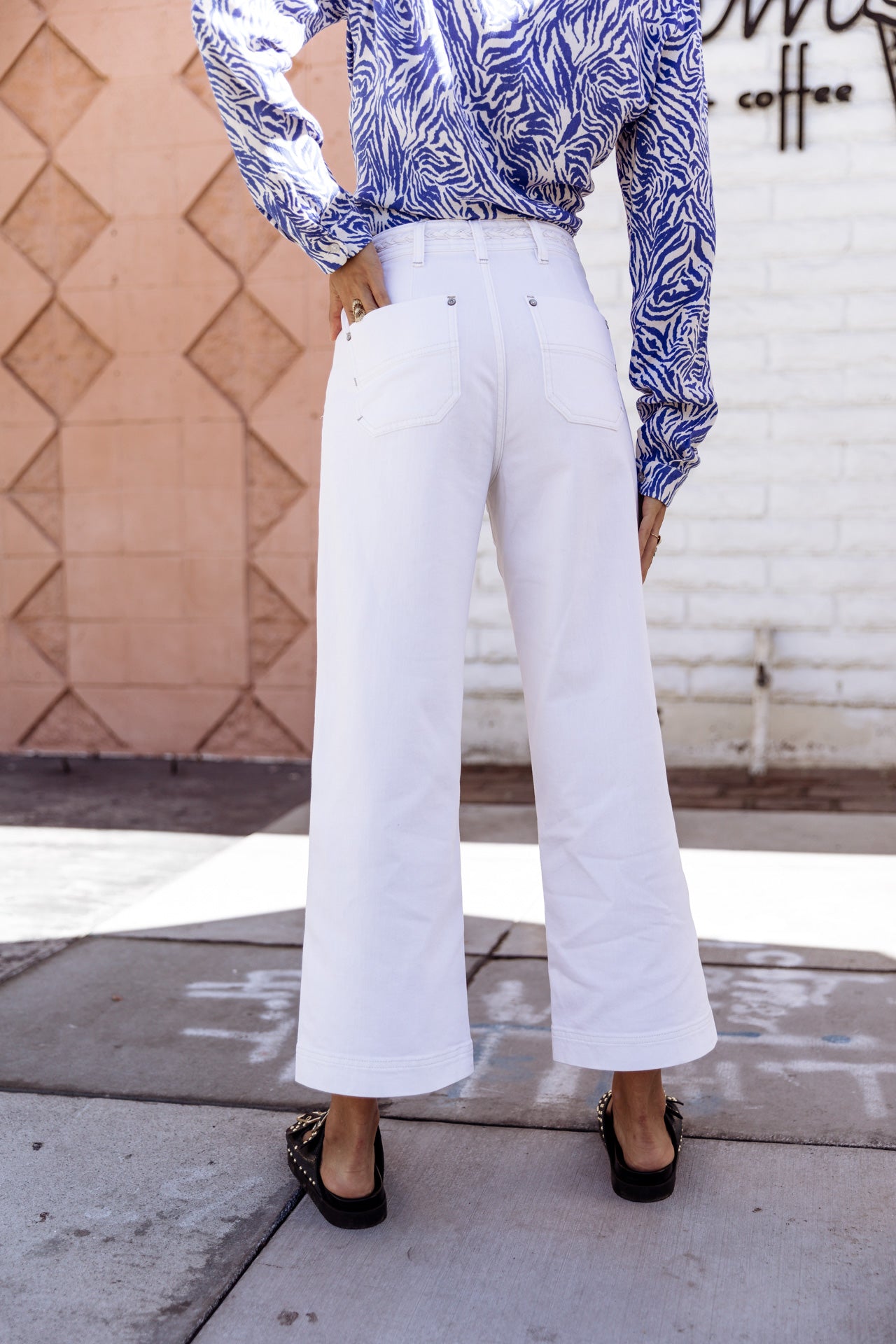 Pantalon large 7/8 Femme Nylia Andalousia off white | Freeman T. Porter